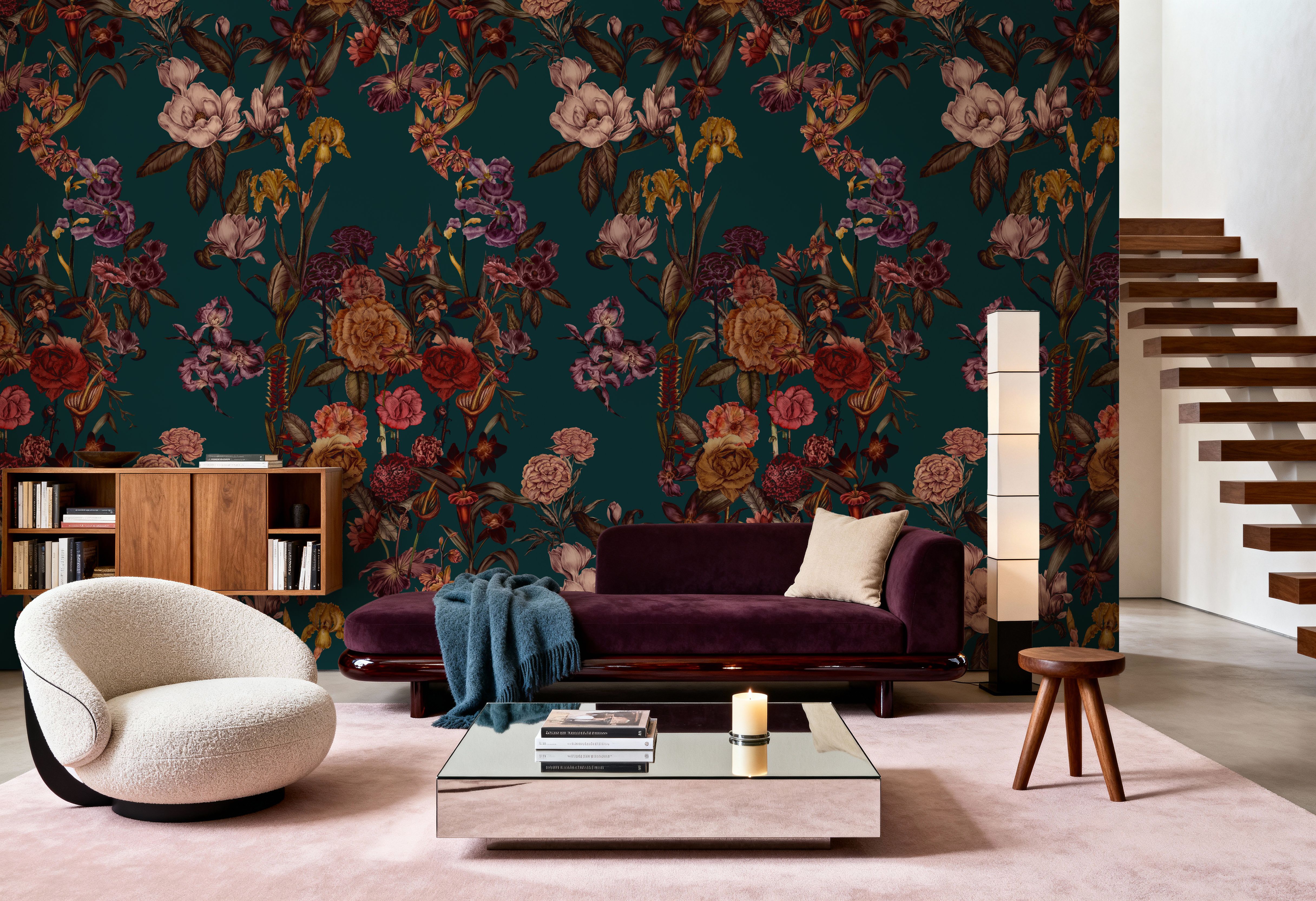 Floral Gaze, Dark Teal