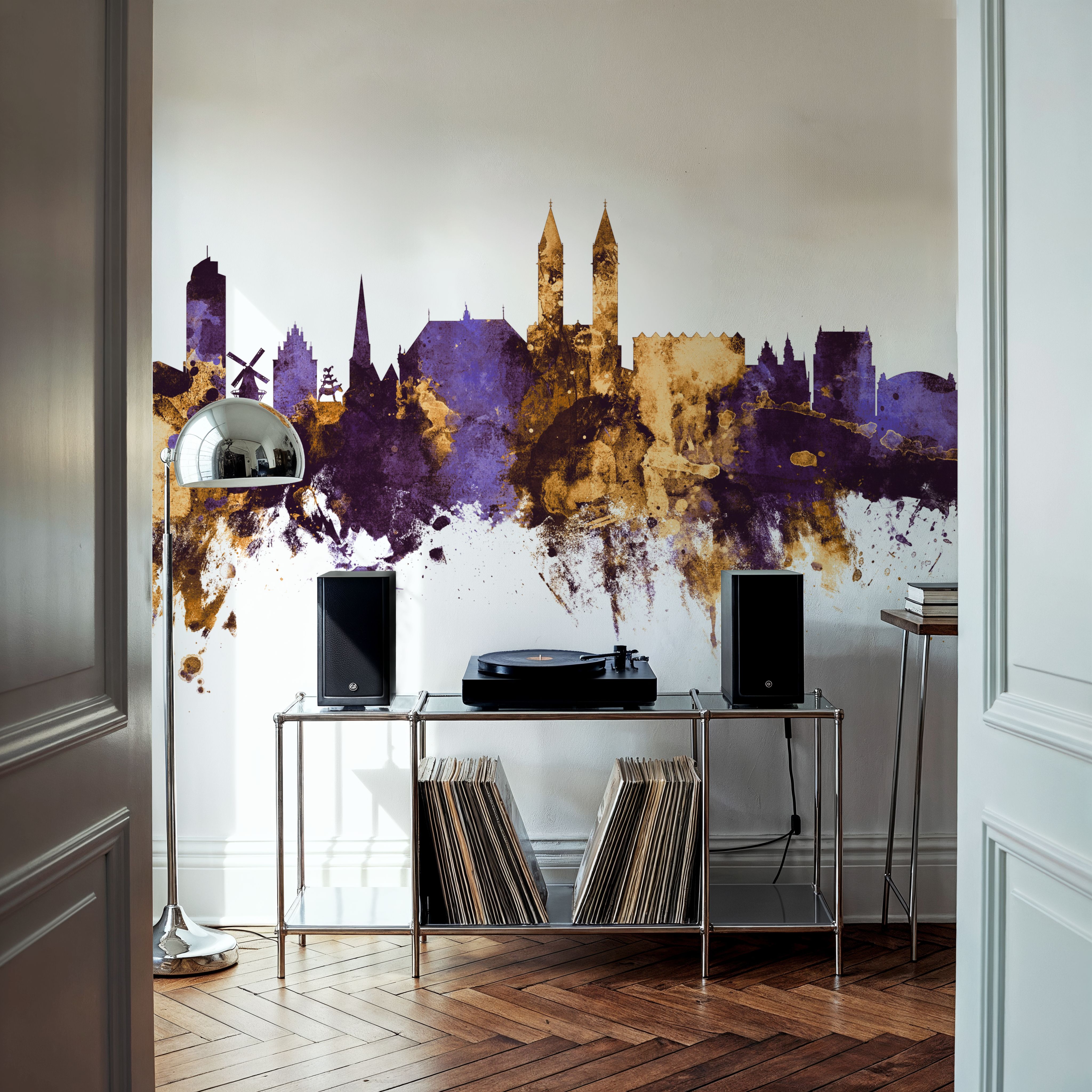 Bremen Germany Skyline Purple & Gold