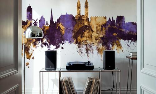 Bremen Germany Skyline Purple & Gold