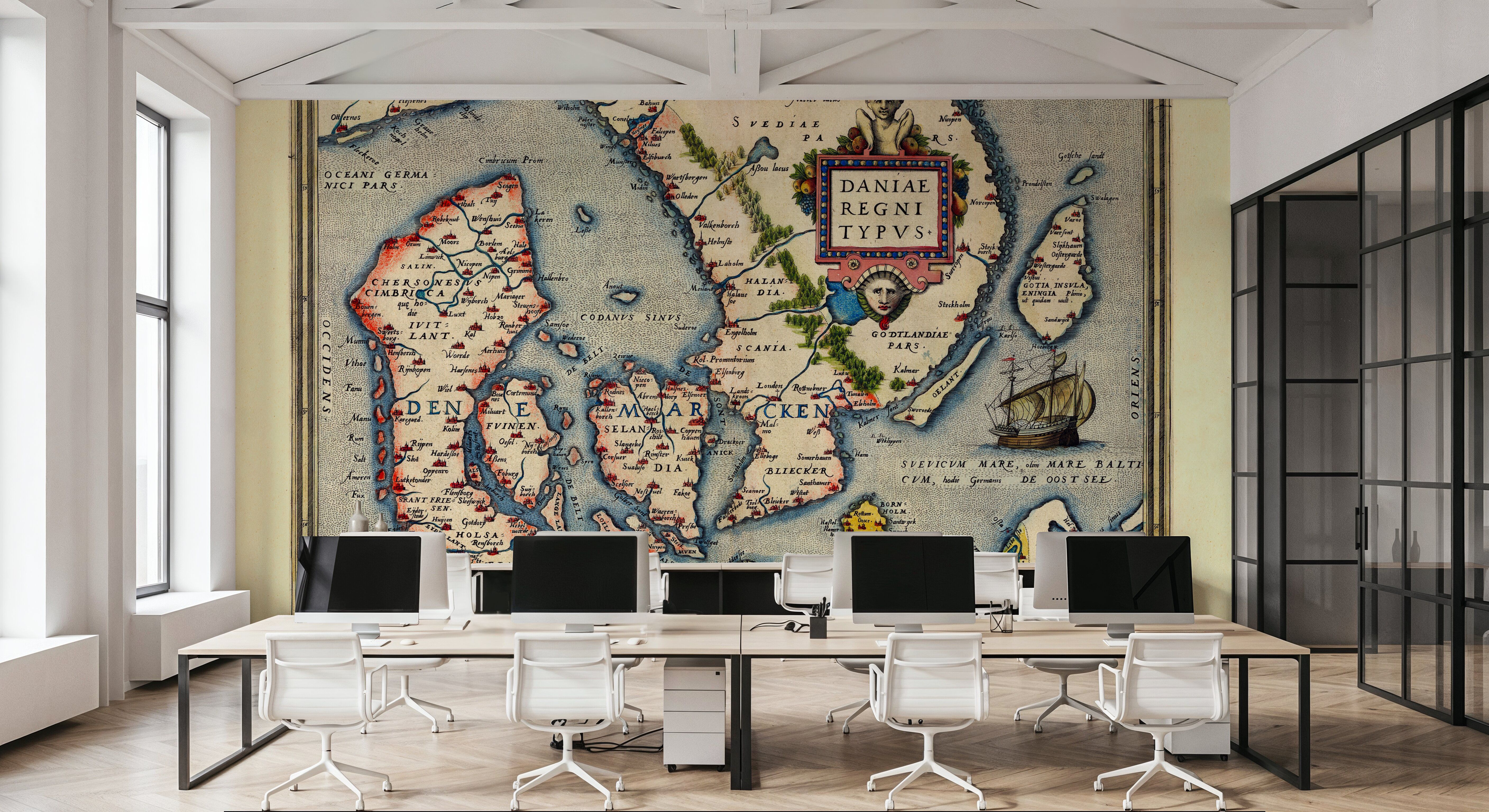 Old Map of Denmark 1570, Wallpaper