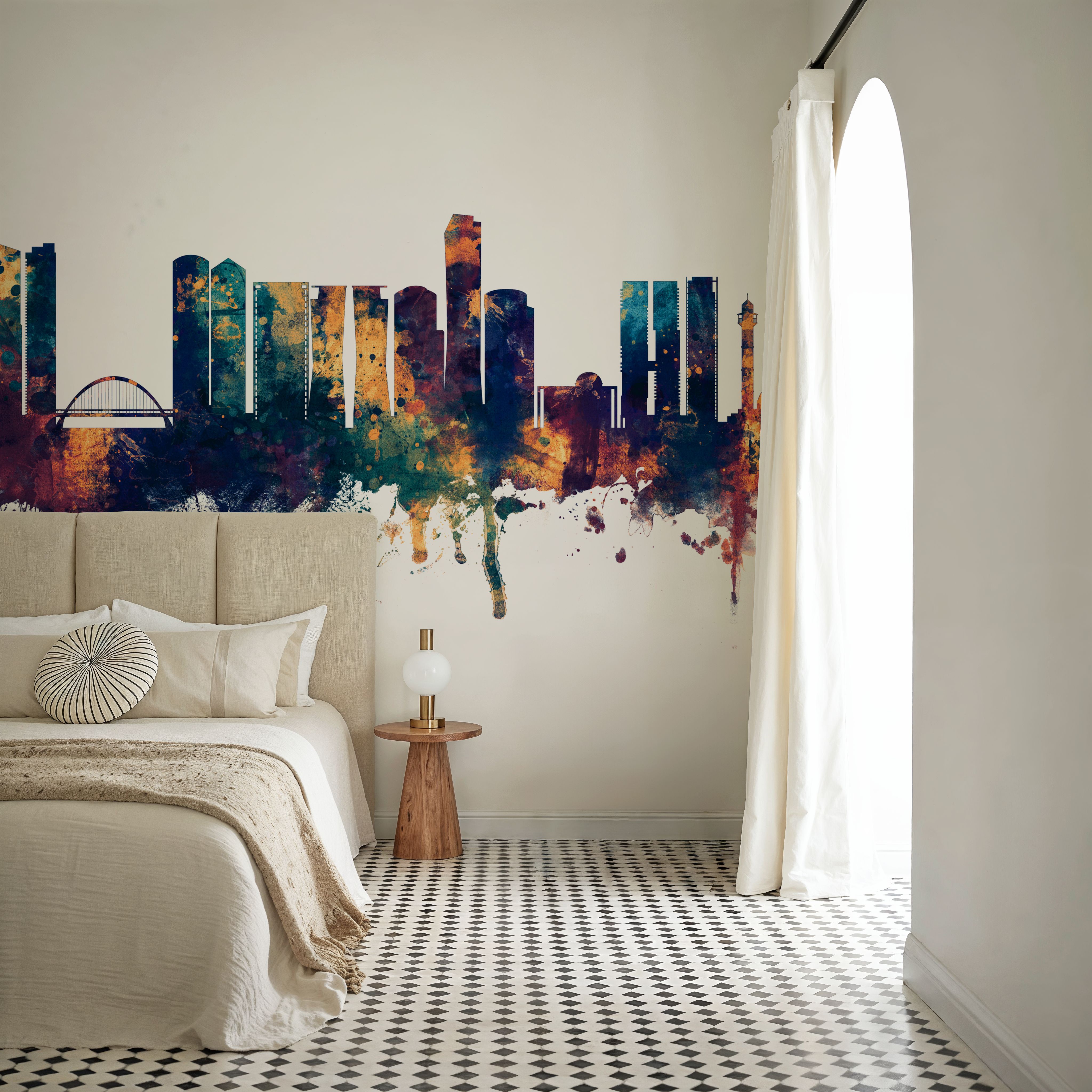 Tel Aviv Skyline Blue & Bronze