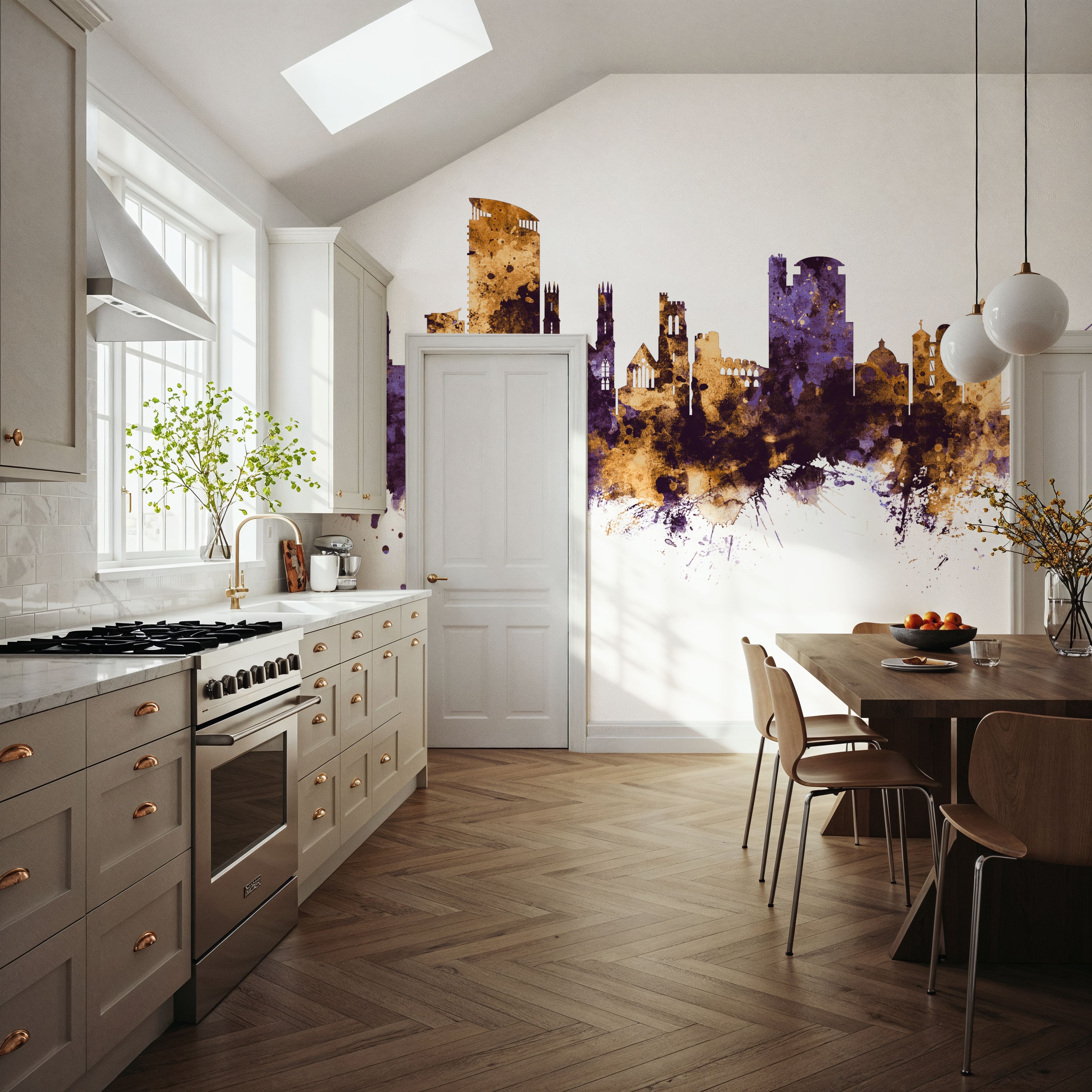 Swansea Wales Skyline Purple & Gold