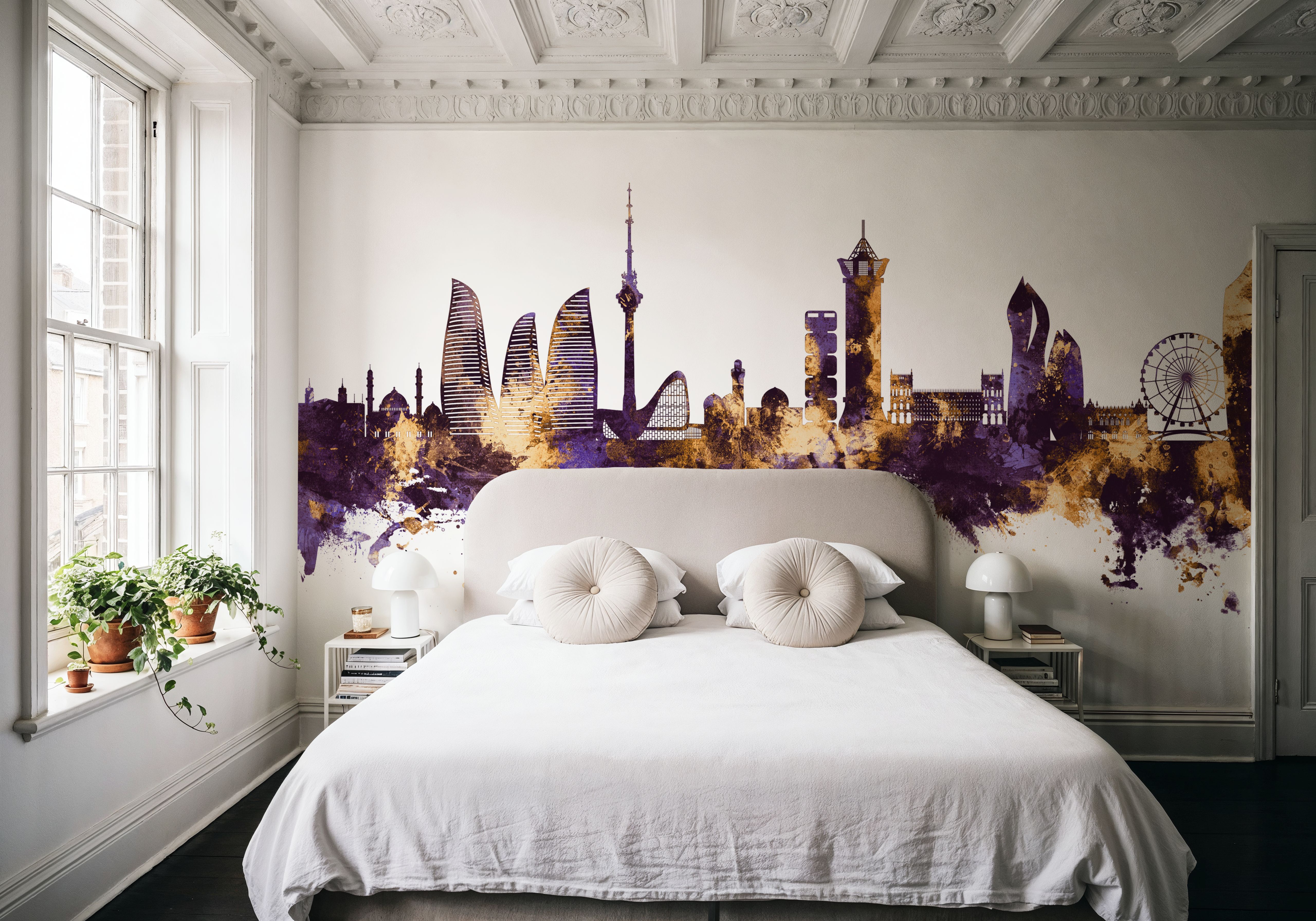 Baku Skyline Purple & Gold, Wallpaper