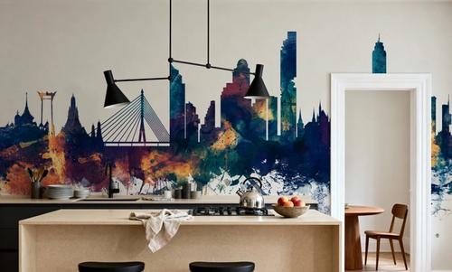 Bangkok Thailand Skyline Blue & Bronze