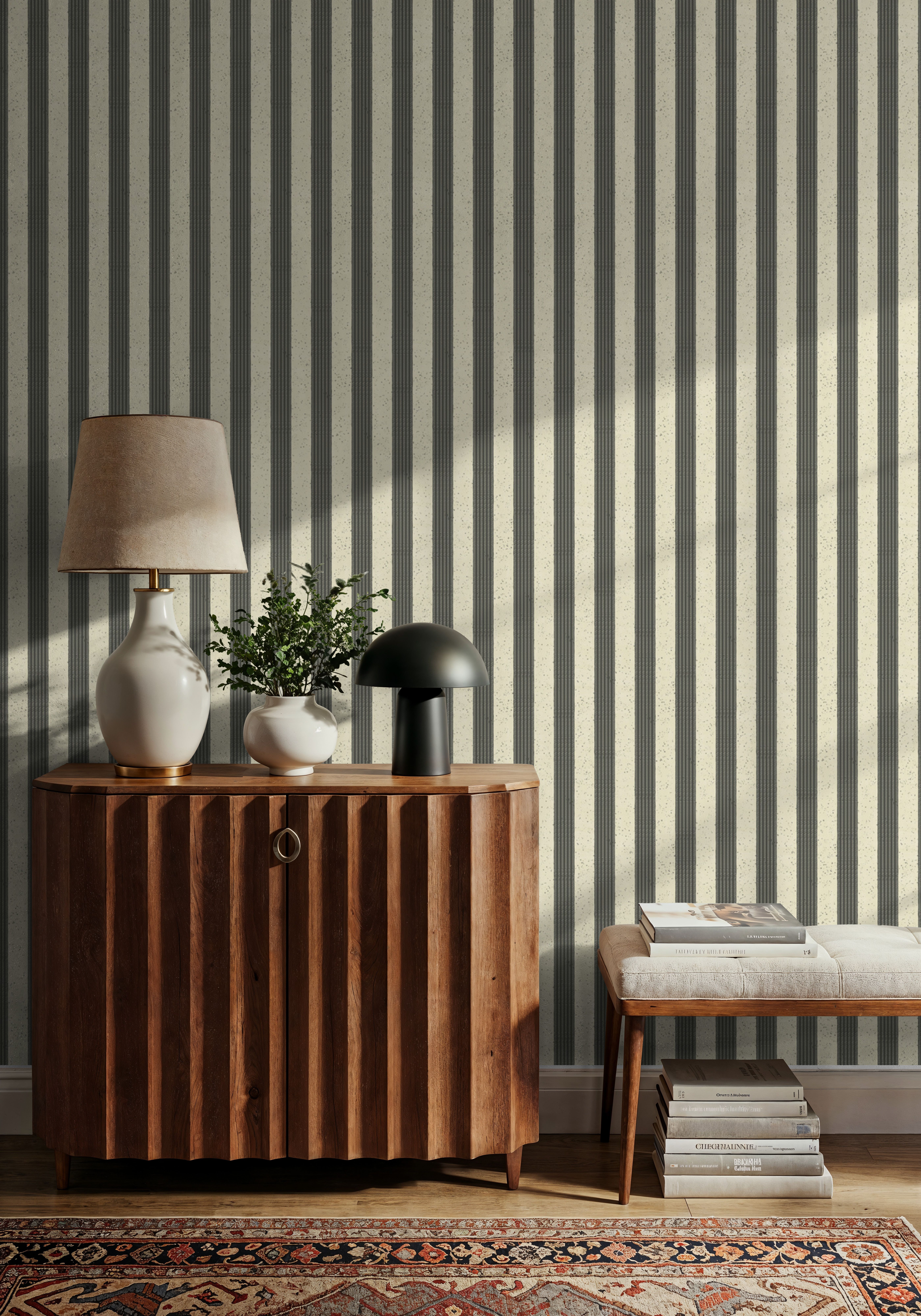 Ticking Awning Stripes, Liquorice