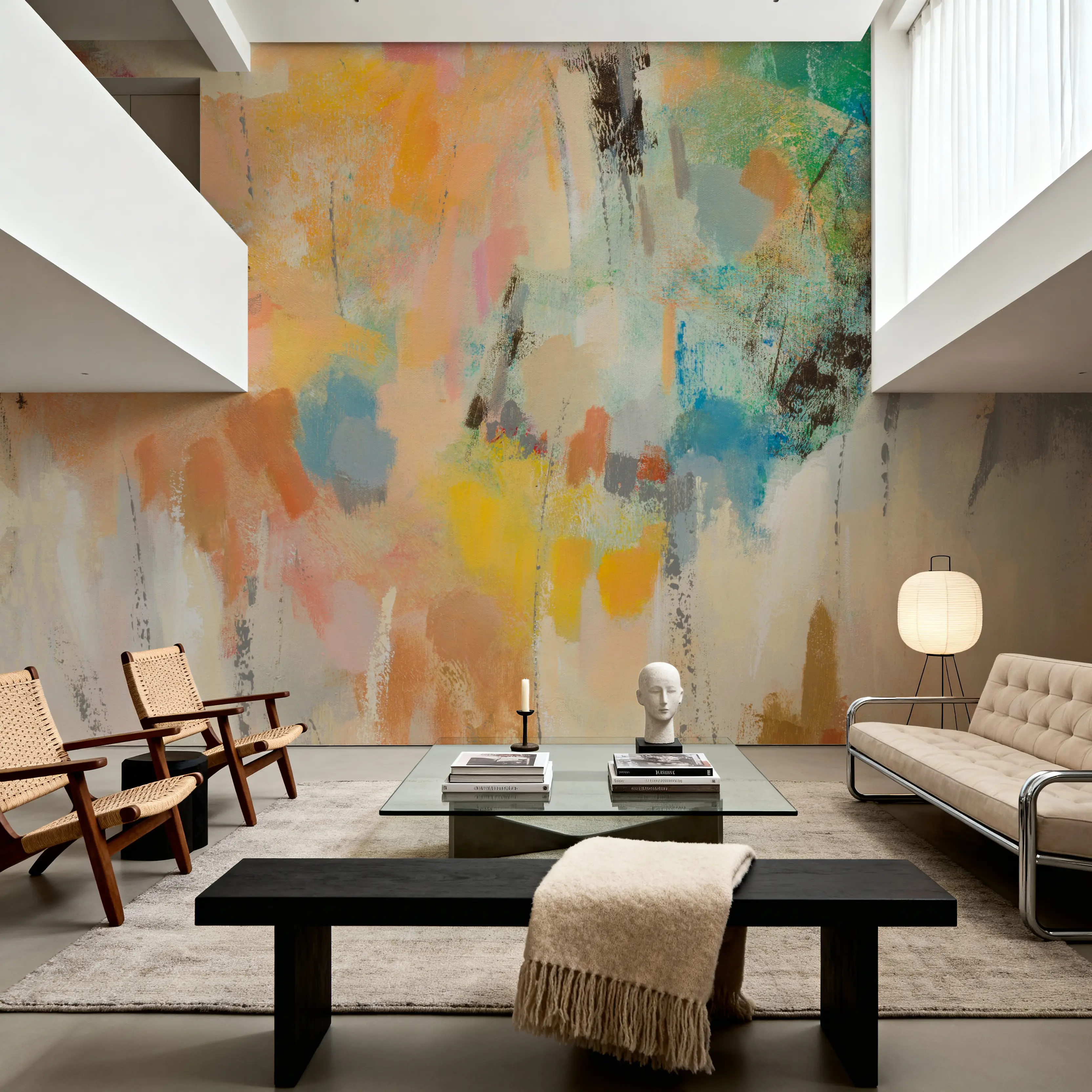 Wall Mural - Merry Go Round - Abstract mural wallpaper - Orange - Bedroom - Wallism UK - Peel & Stick or Paste-the-Wall