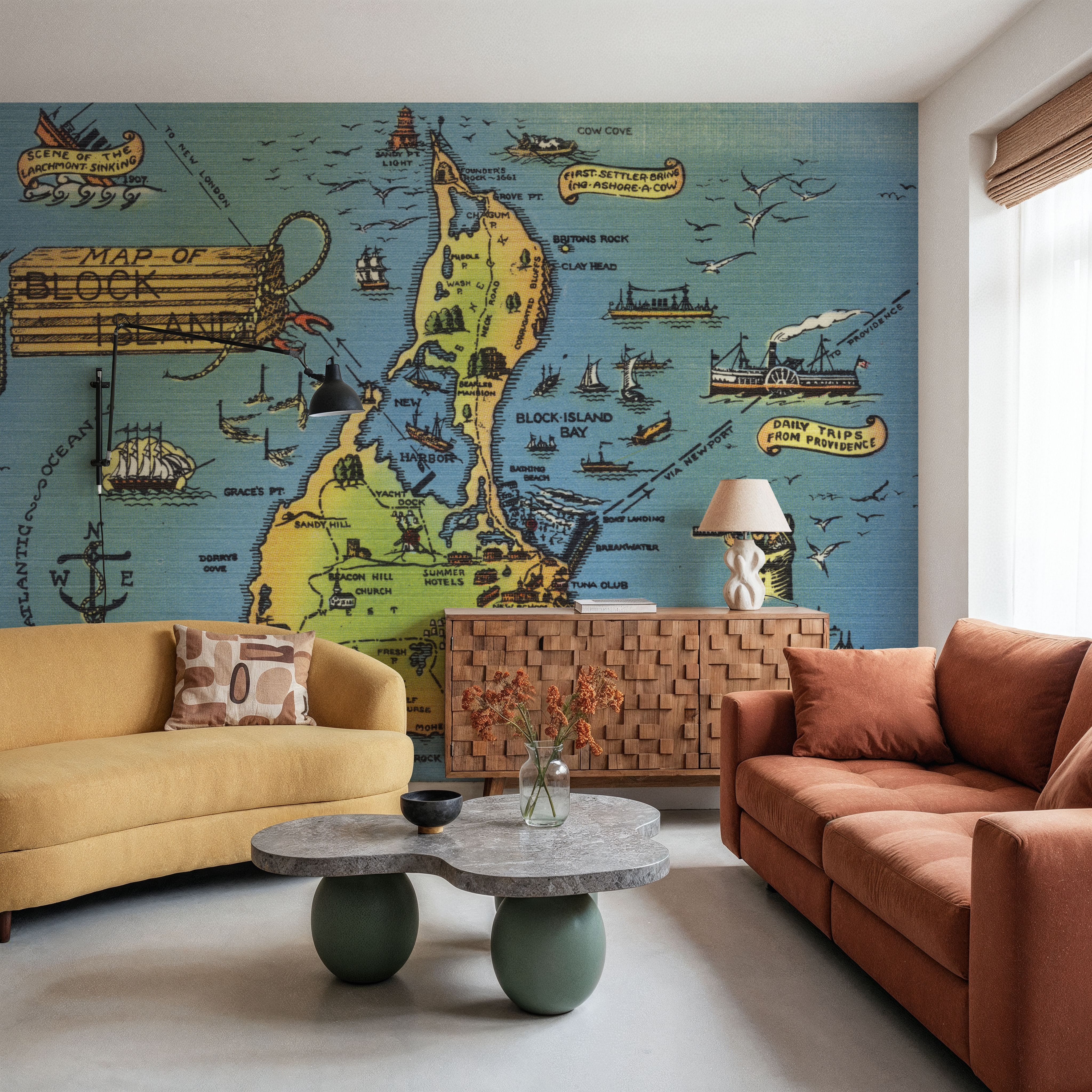 Greetings from Keys Map - Screenprint Postcard