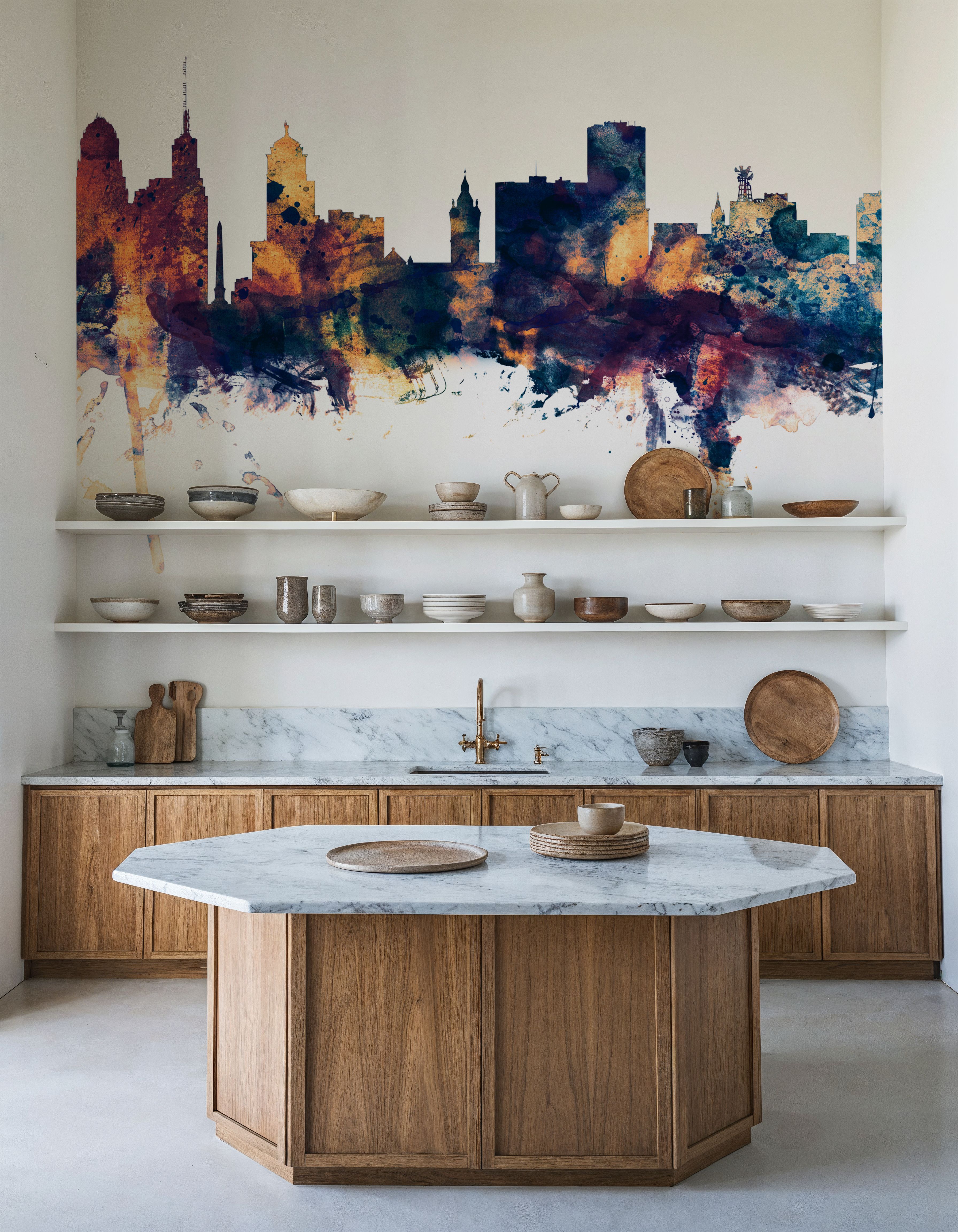 Buffalo New York Skyline Blue & Bronze