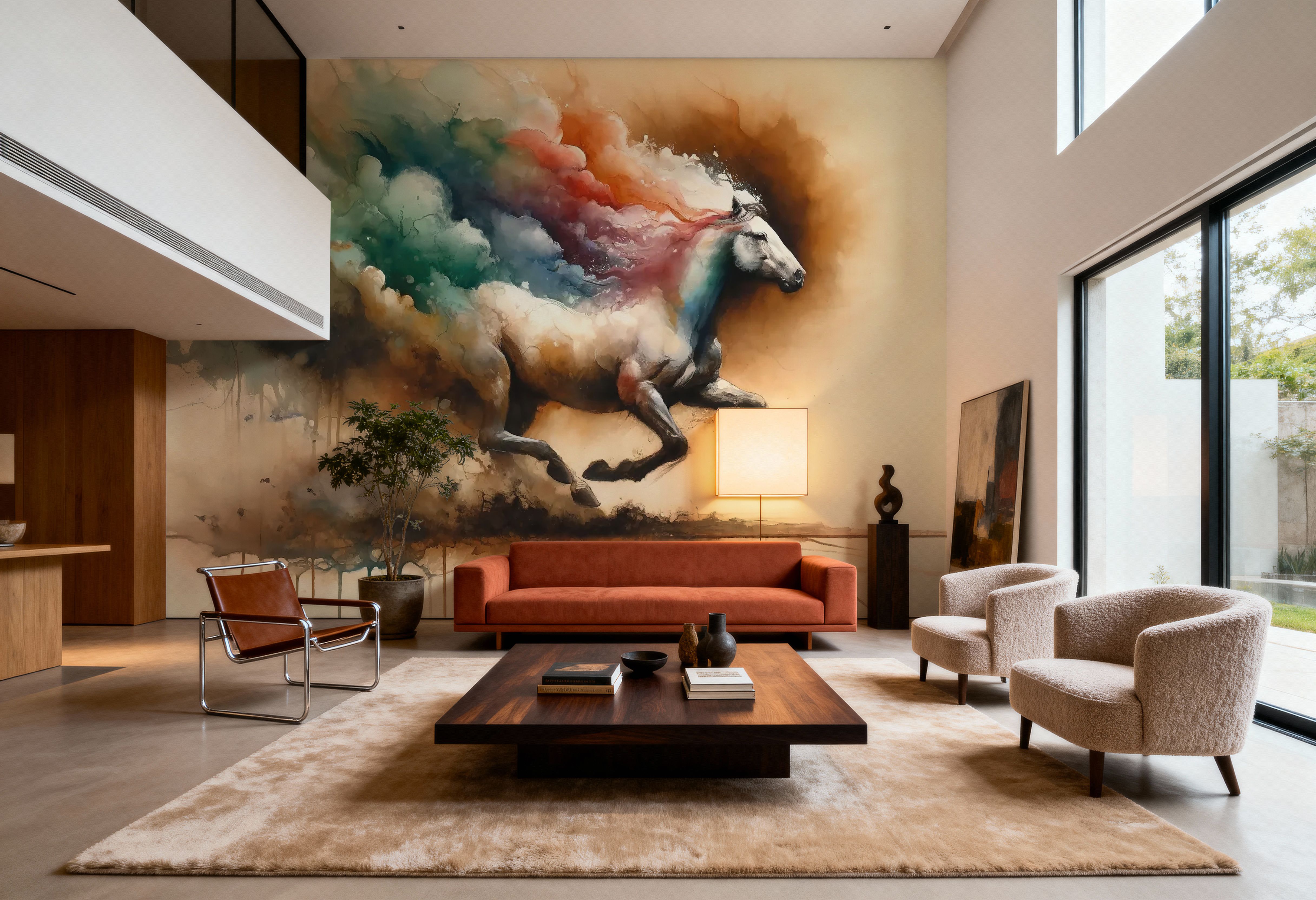 Majestic Horse Emerging from Misty Dreamscape, Wallpaper