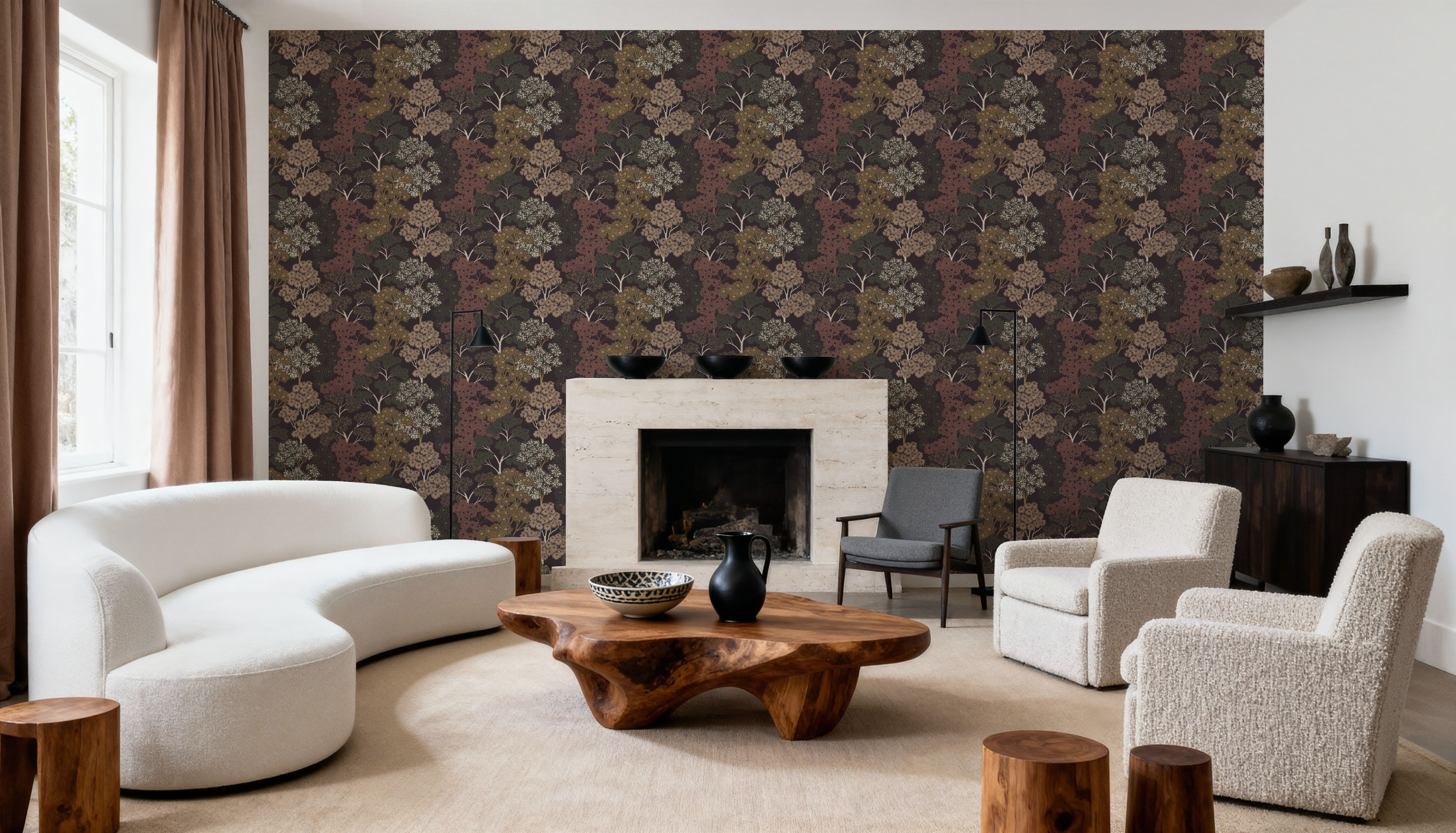 Overleaf Woodland Pattern, Cocoa