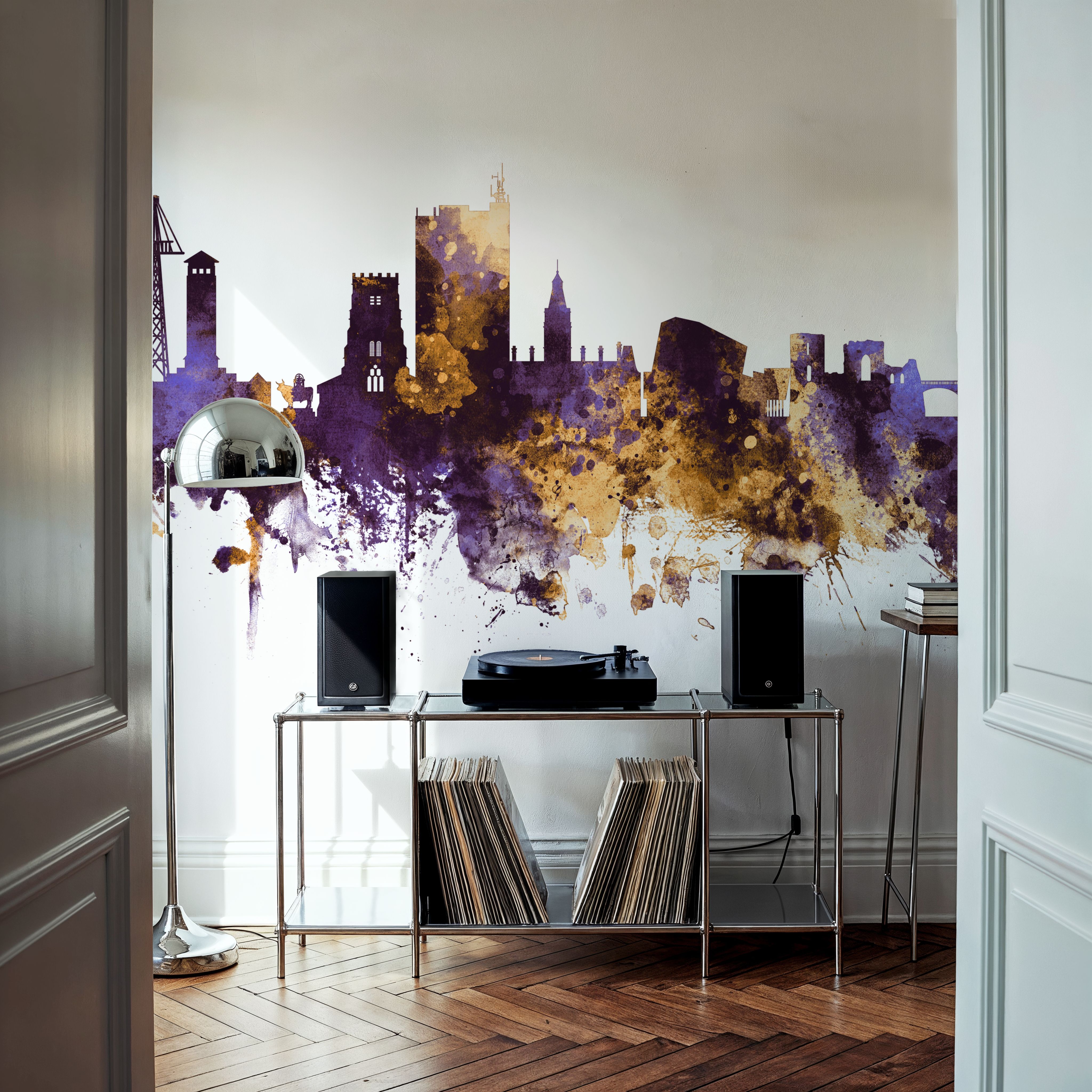 Newport Wales Skyline Purple & Gold