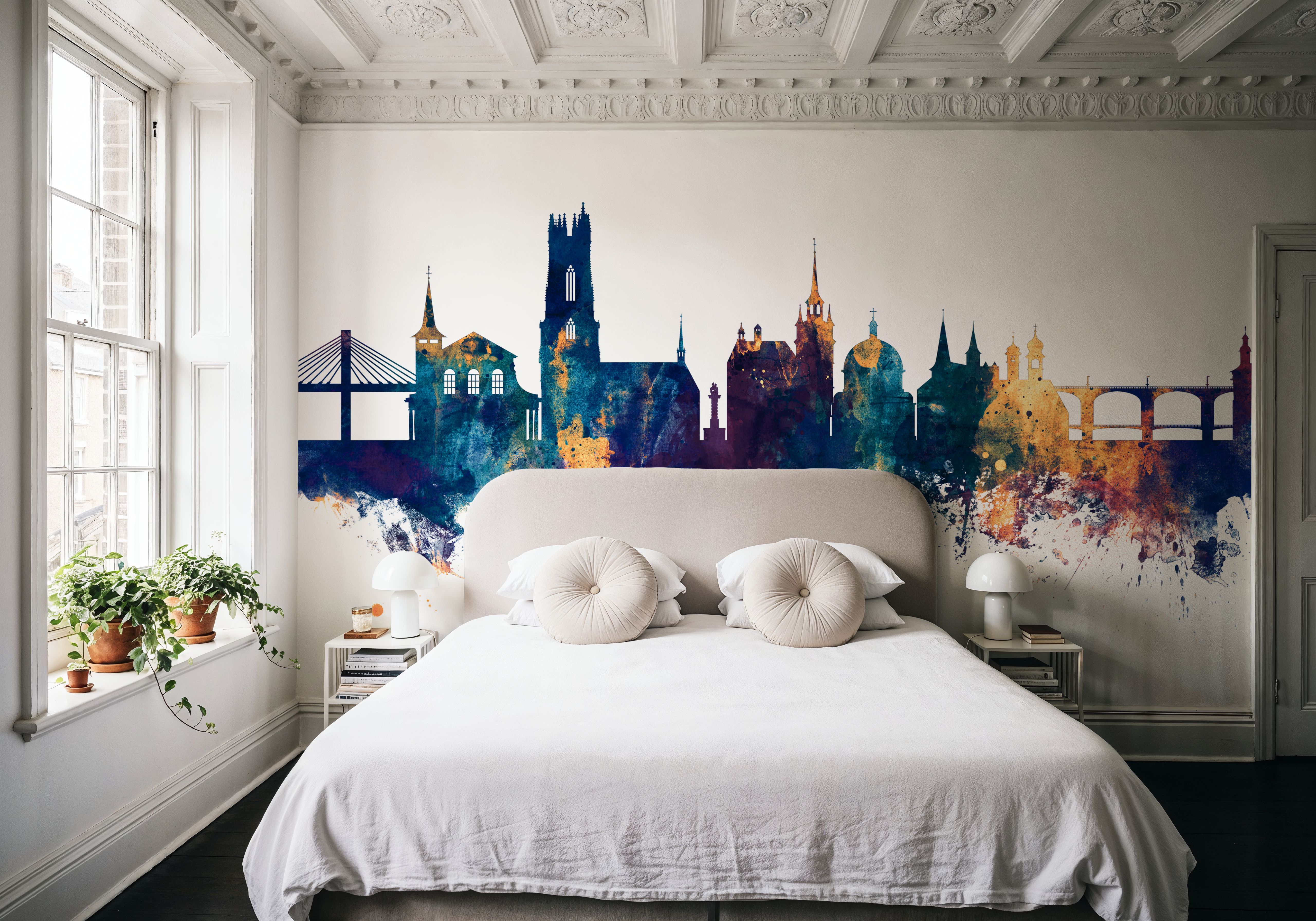 Fribourg Switzerland Skyline Blue & Bronze