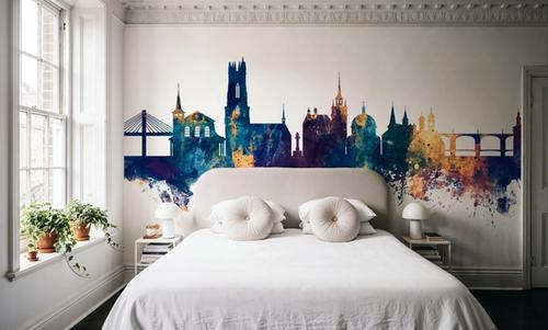 Fribourg Switzerland Skyline Blue & Bronze