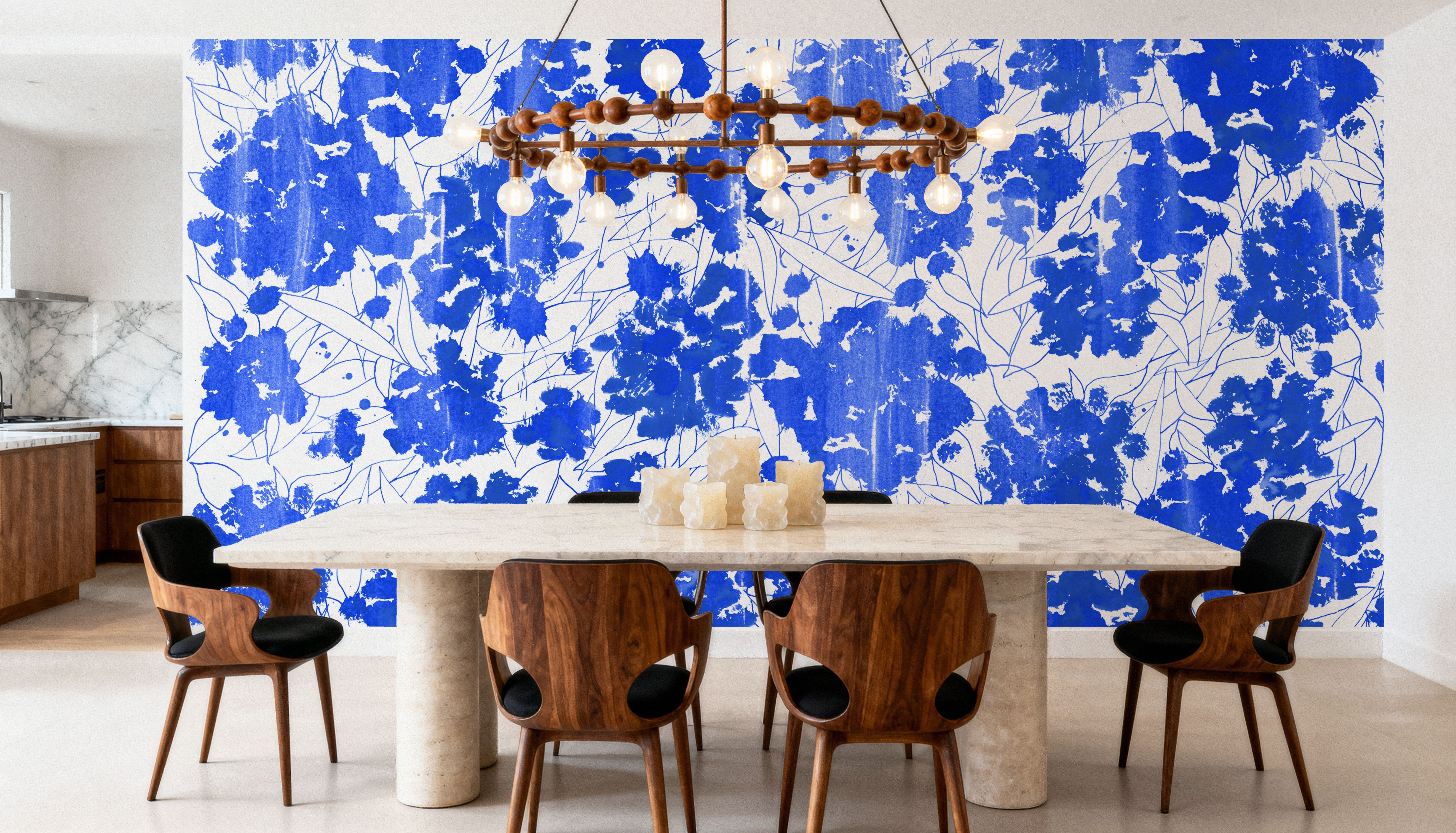 Indigo Poufs on White