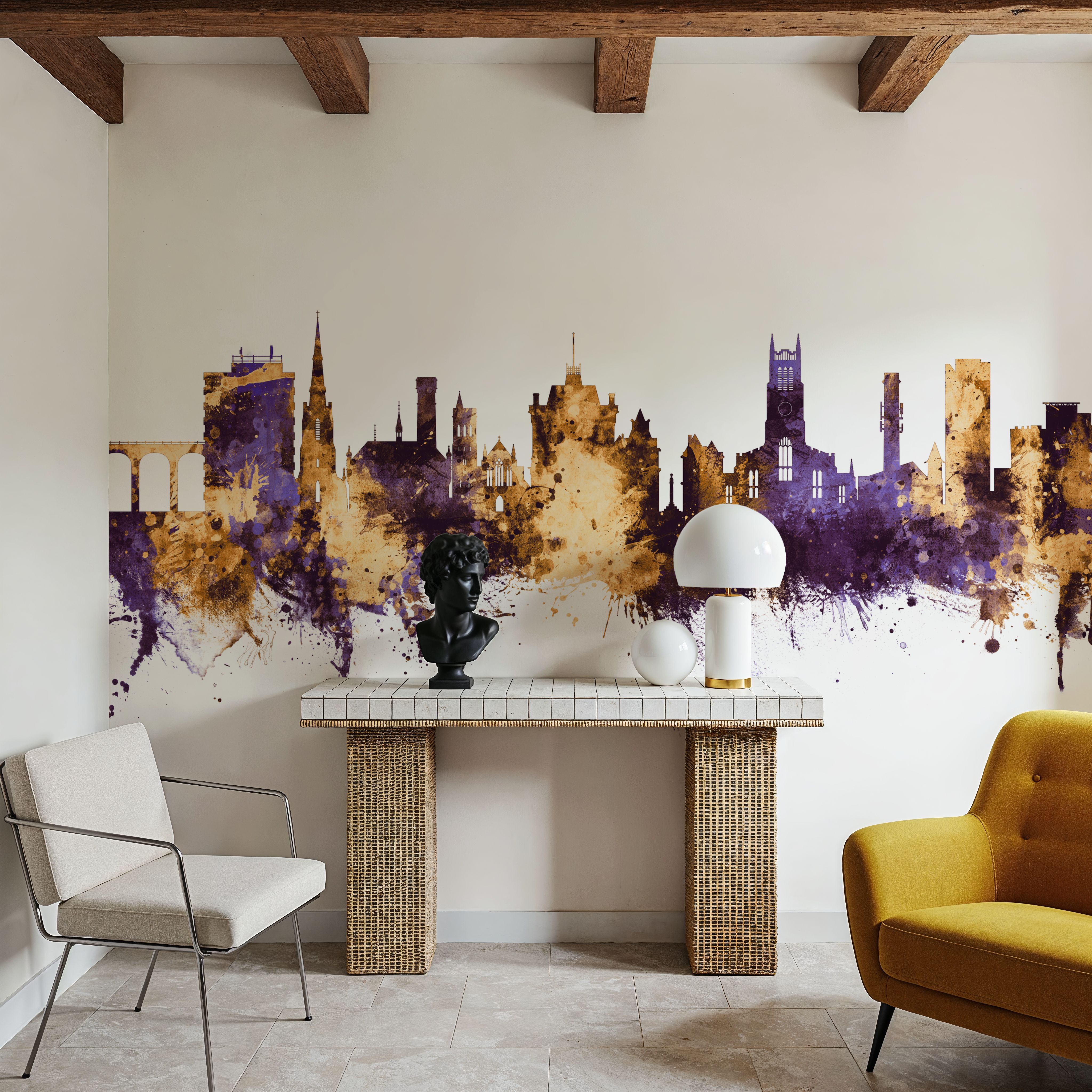 Huddersfield England Skyline Purple & Gold