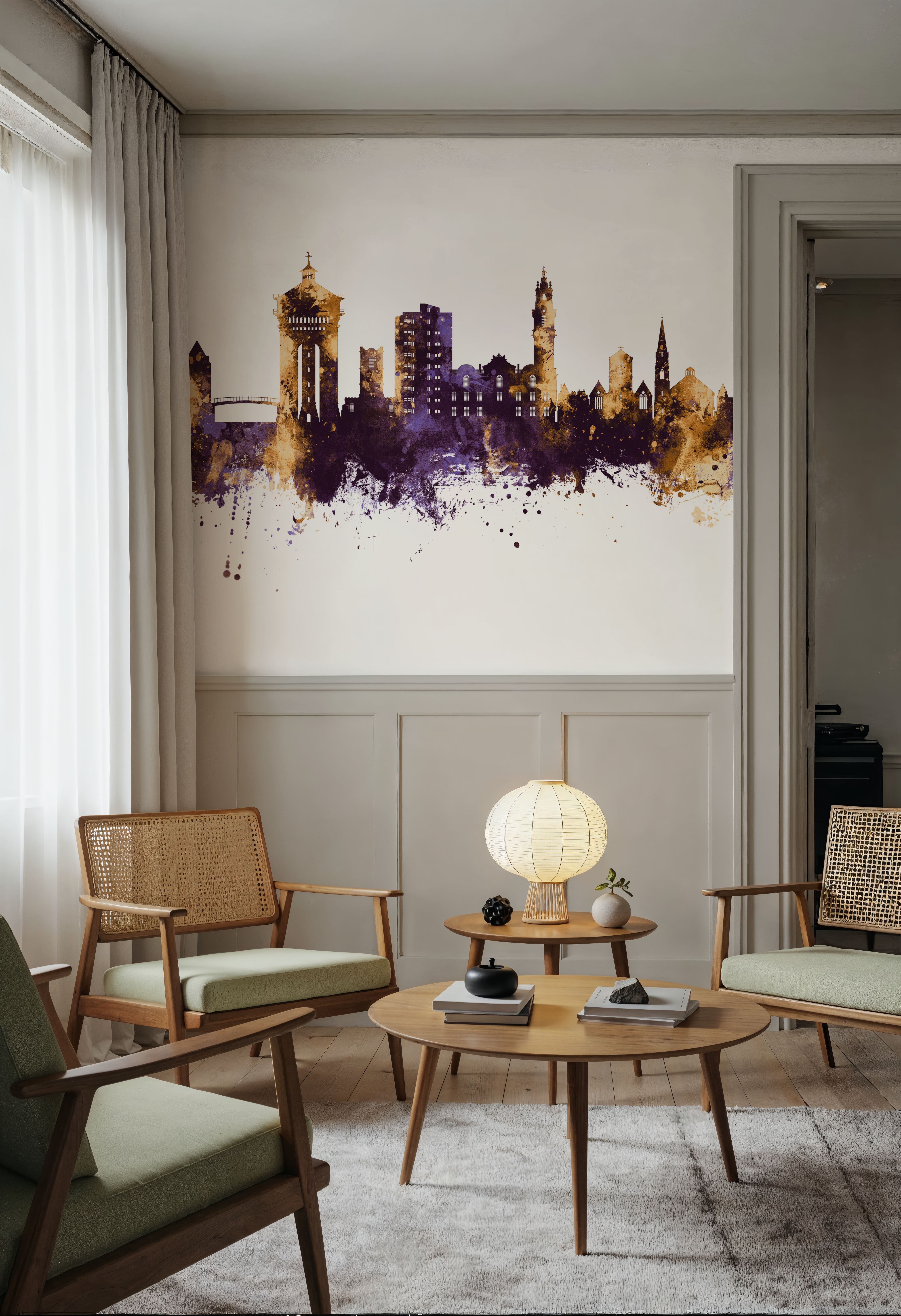 Colchester England Skyline Purple & Gold