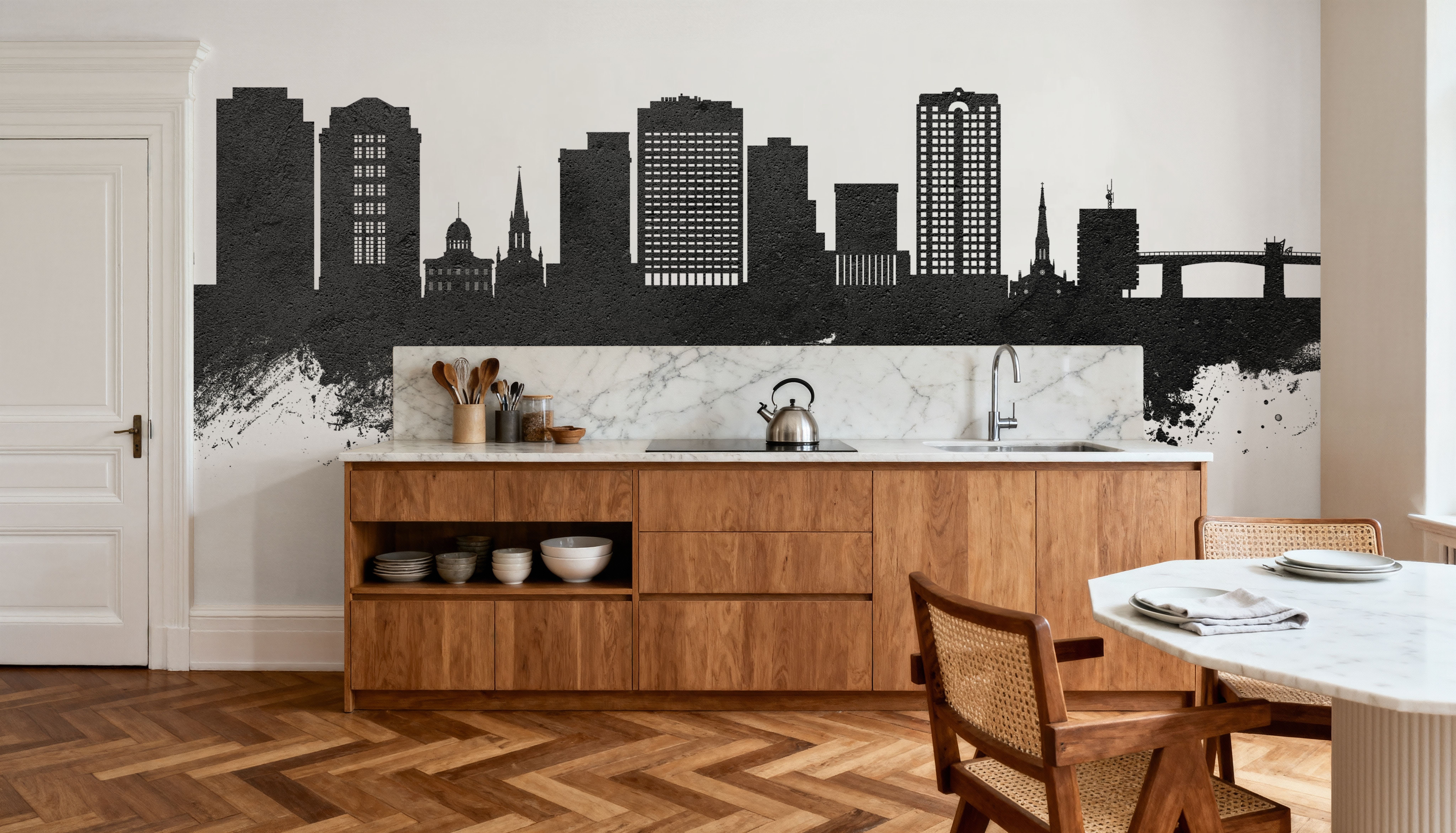 Norfolk Virginia Skyline Black & White