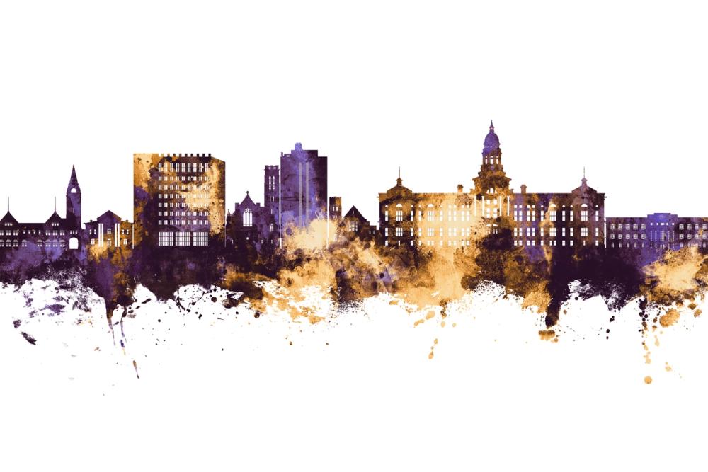 Cheyenne Wyoming Skyline Purple & Gold