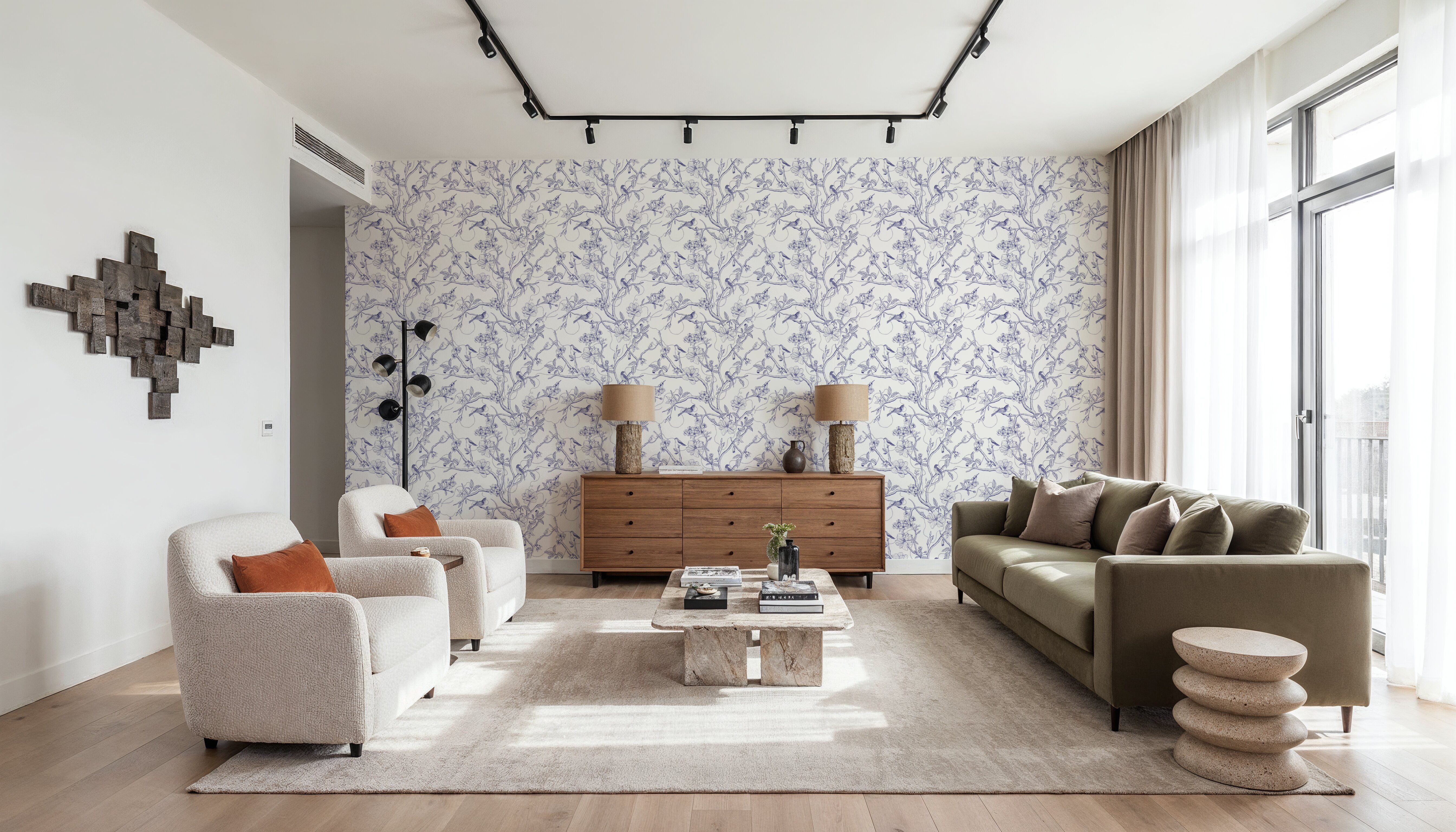 Trailing Tree of Life, Blue on White