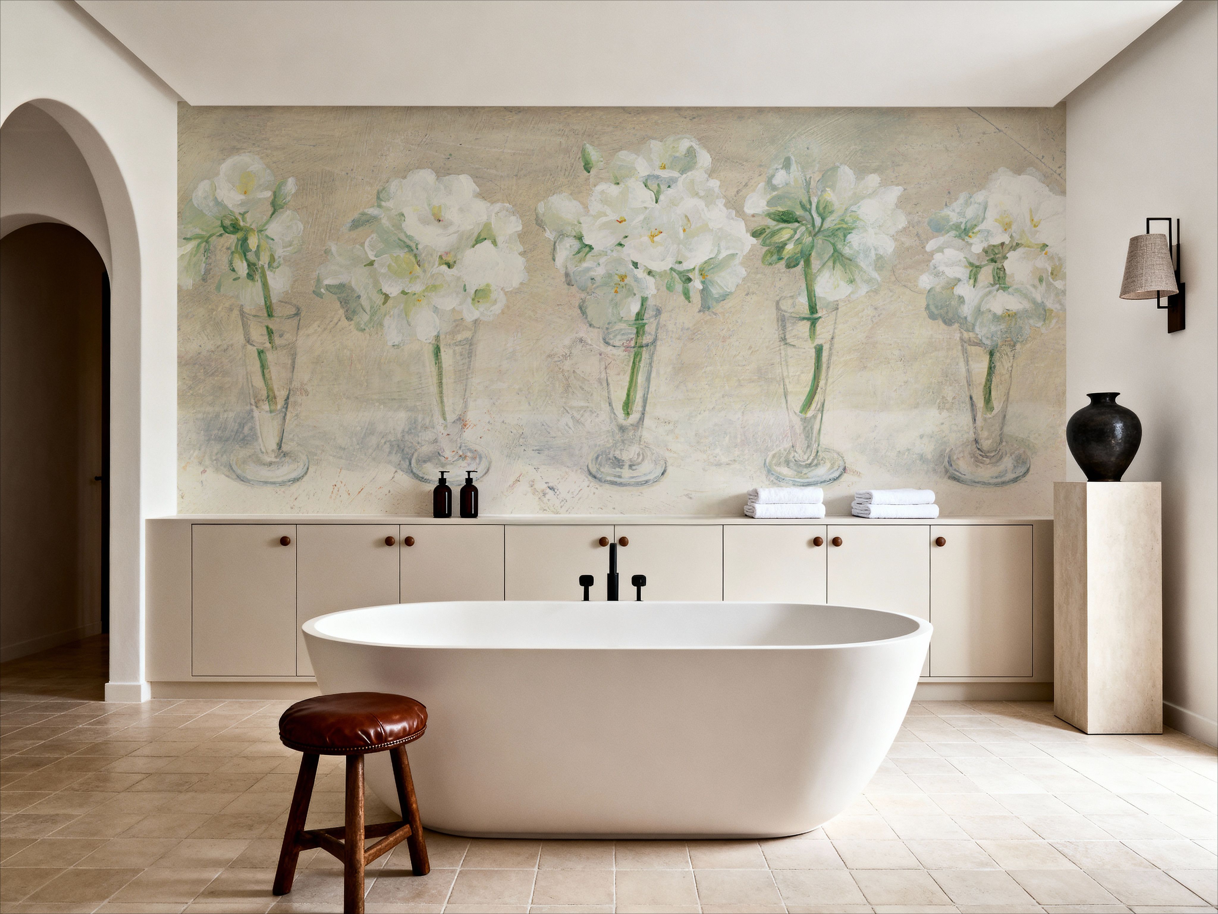 Row of Geraniums in Glasses