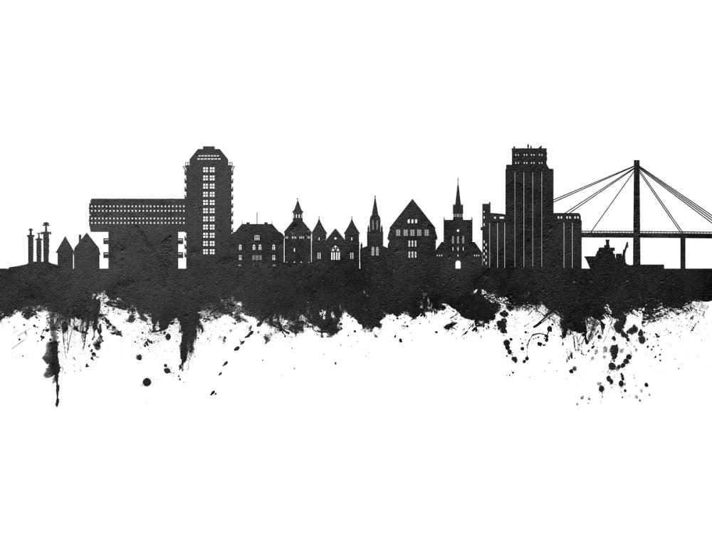 Stavanger Norway Skyline Black & White