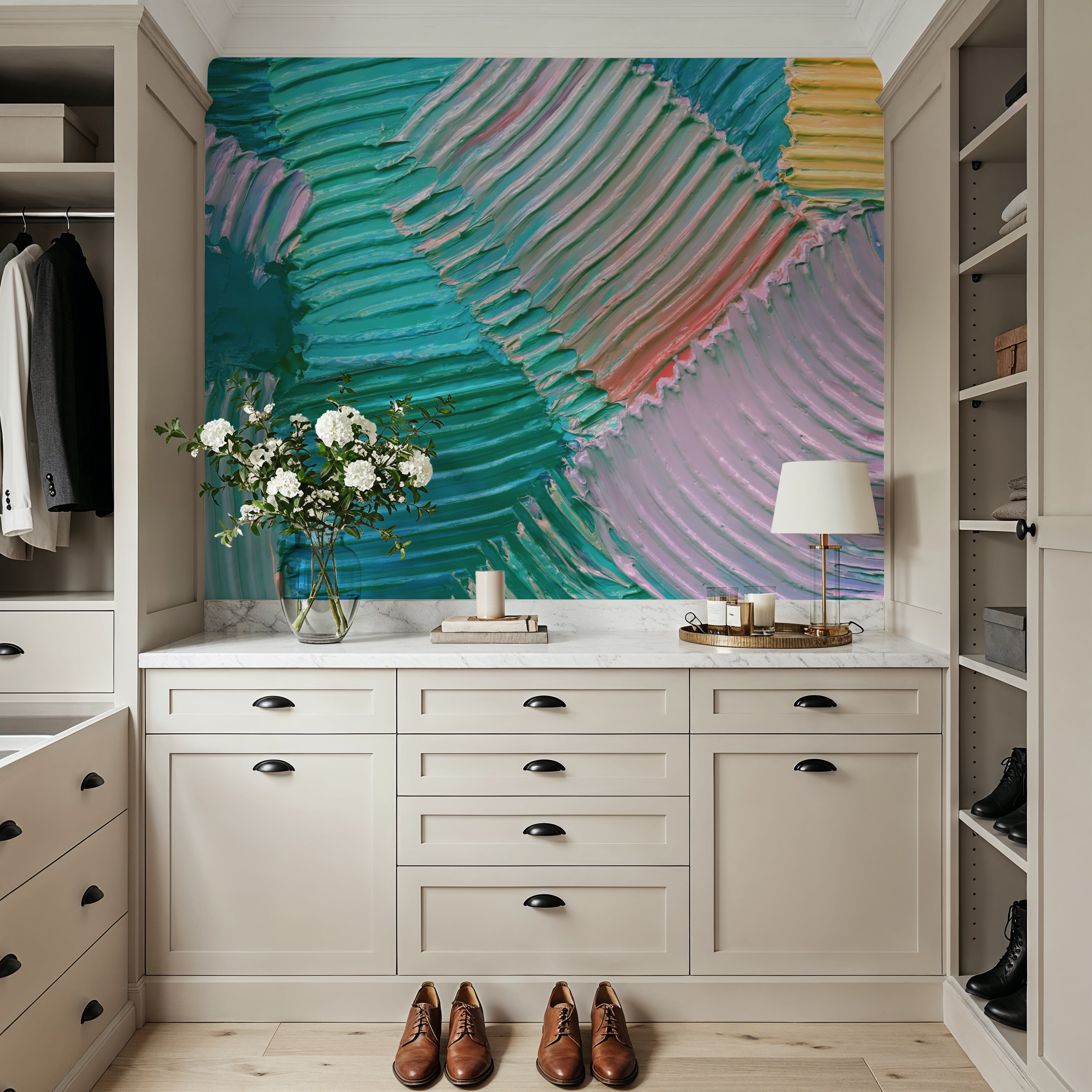 Close-Up Stroke Painting, Mint Green