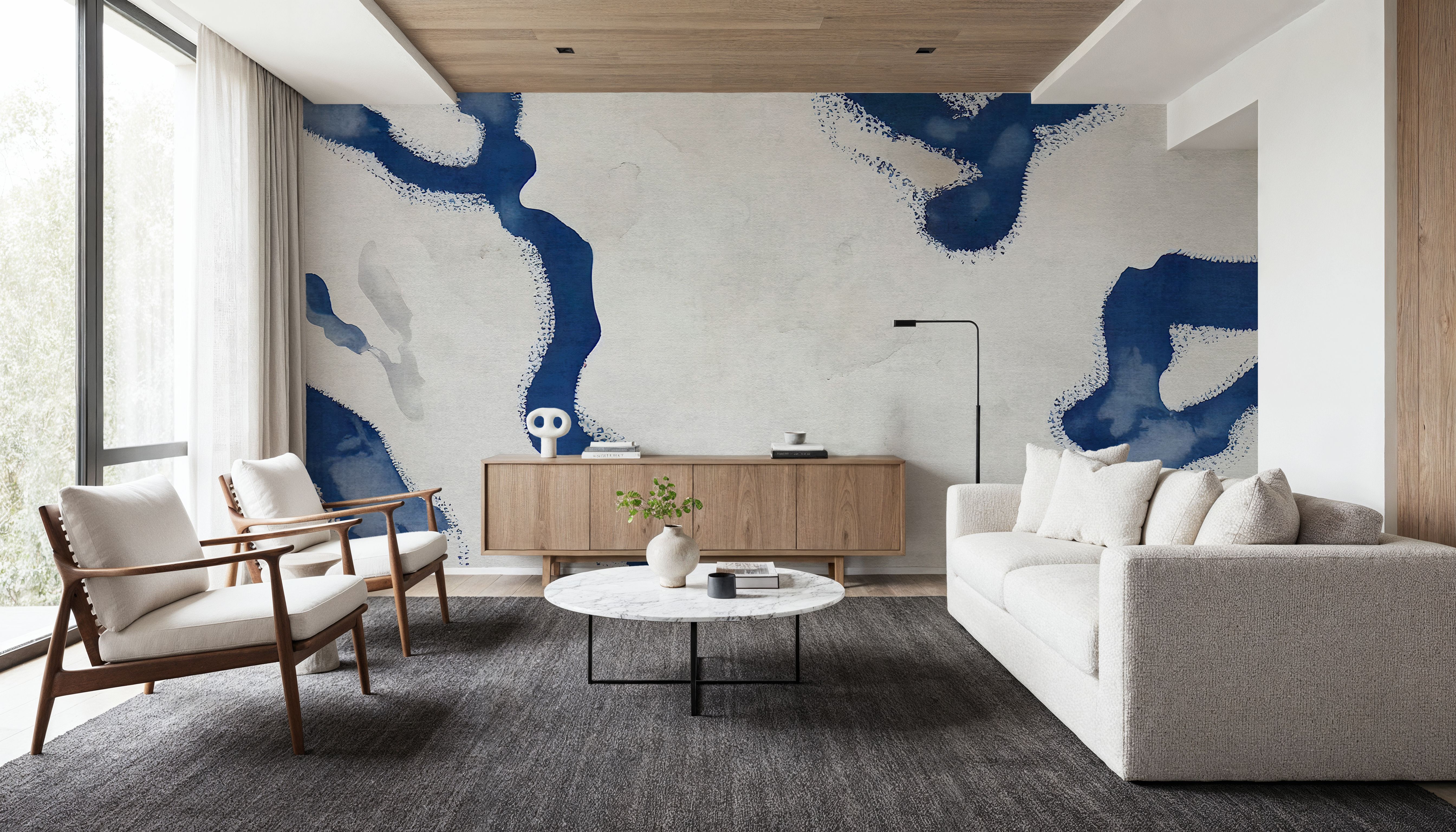 Abstract River Marks, Ocean Blue