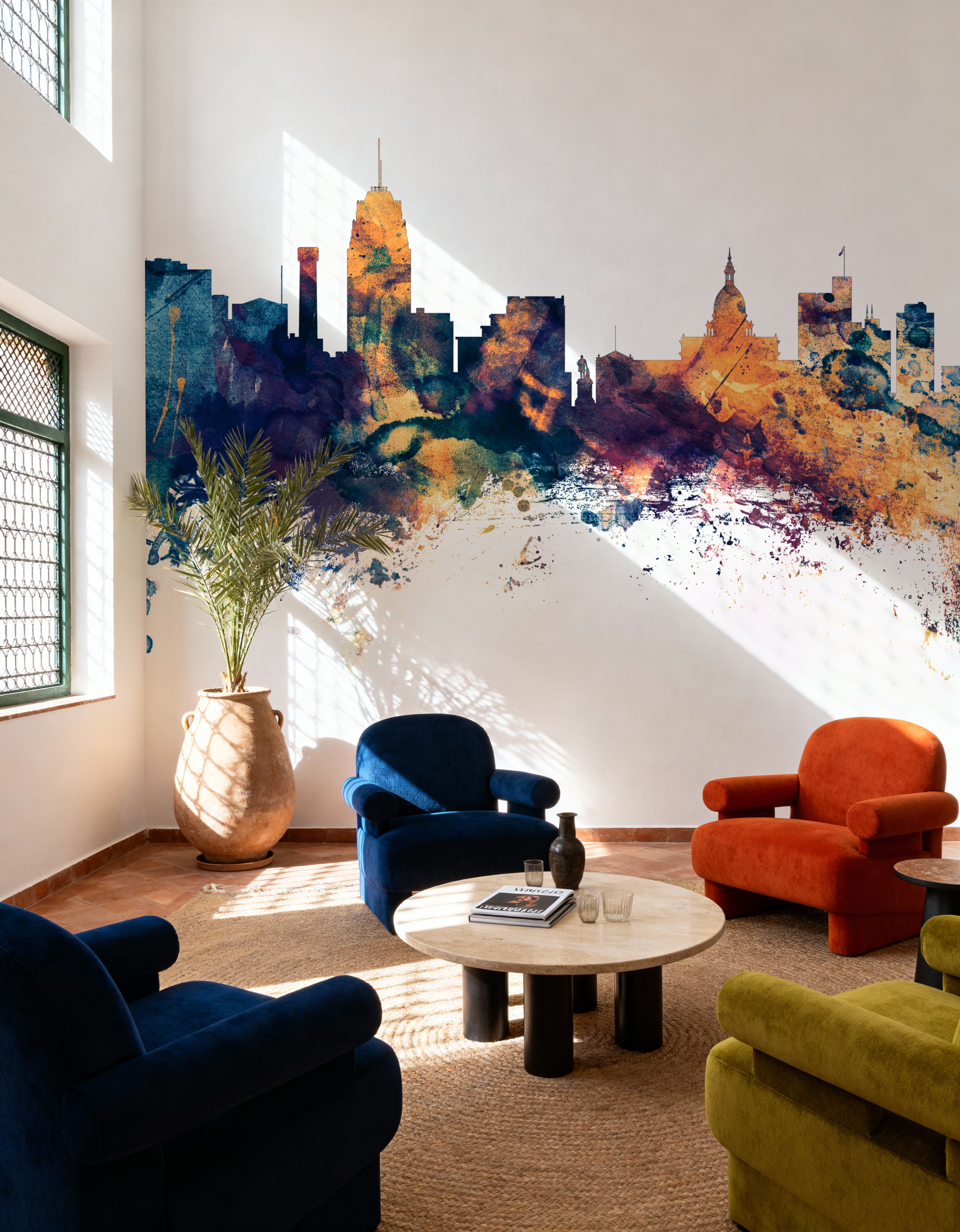 Lansing Michigan Skyline Blue & Bronze