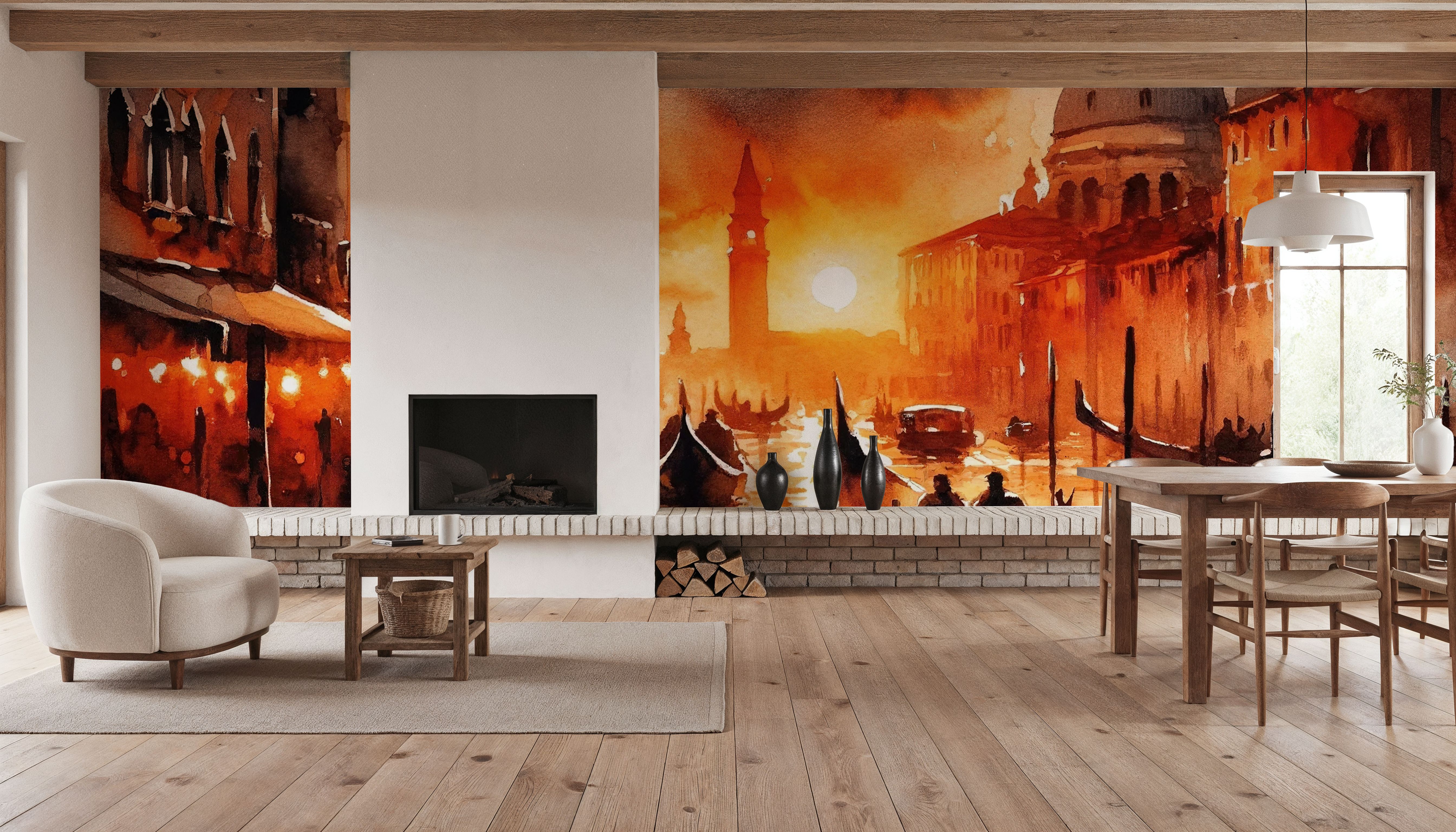 Fiery Sunset Over Venice Canal