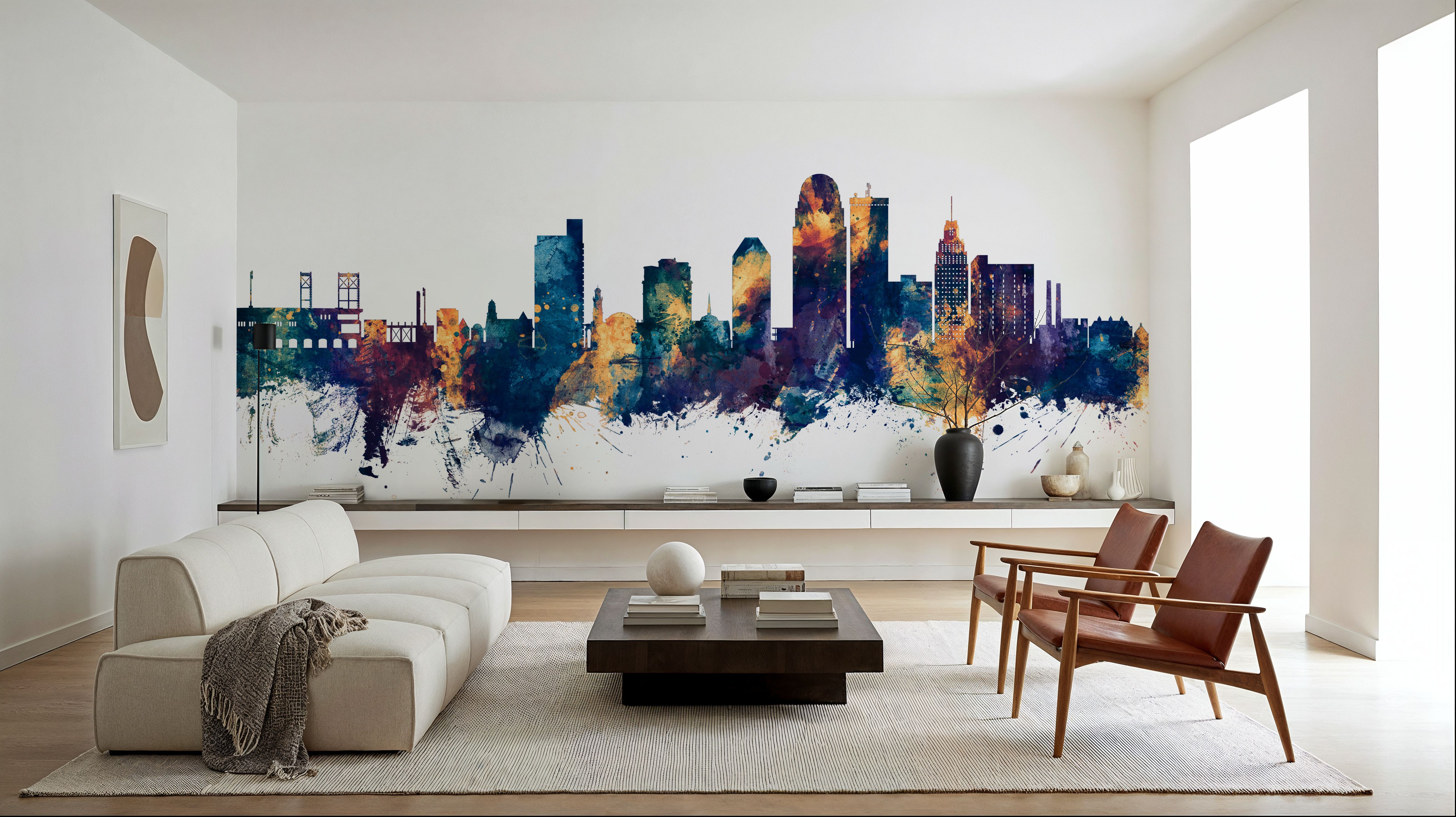 Winston-Salem North Carolina Skyline Blue & Bronze, Wallpaper