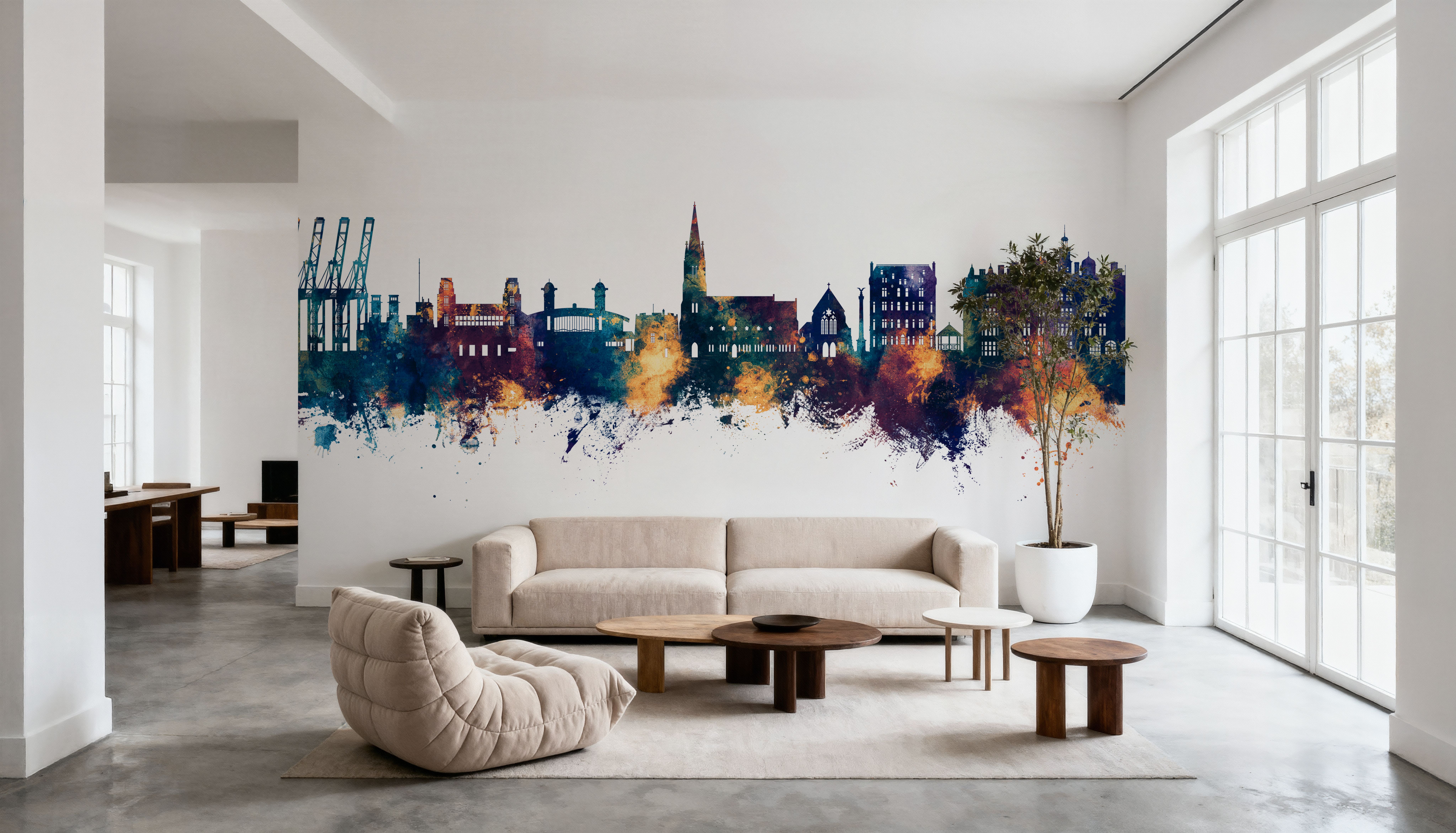 Felixstowe England Skyline Blue & Bronze, Tapet