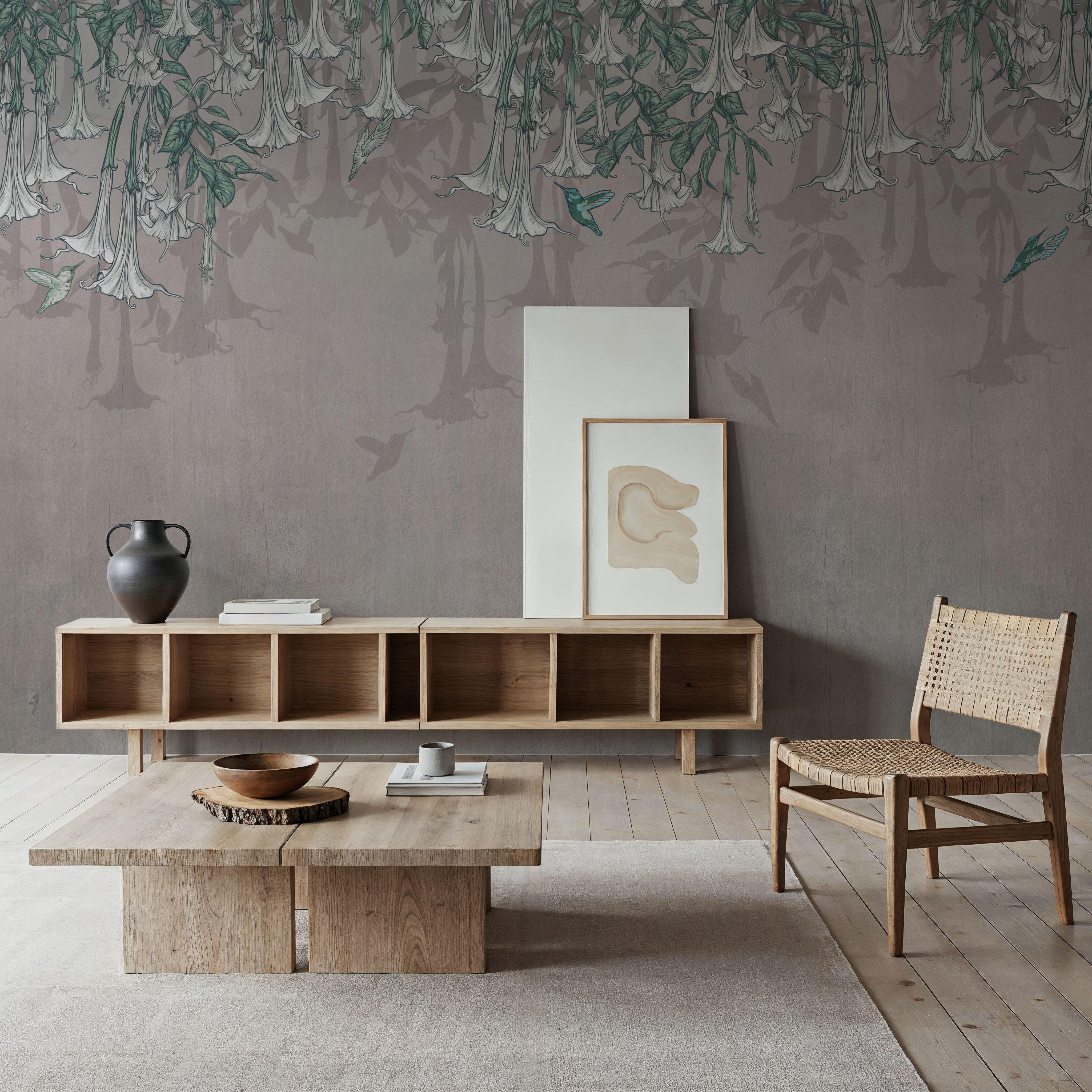 Hummingbirds and Trumpets Warm Gray