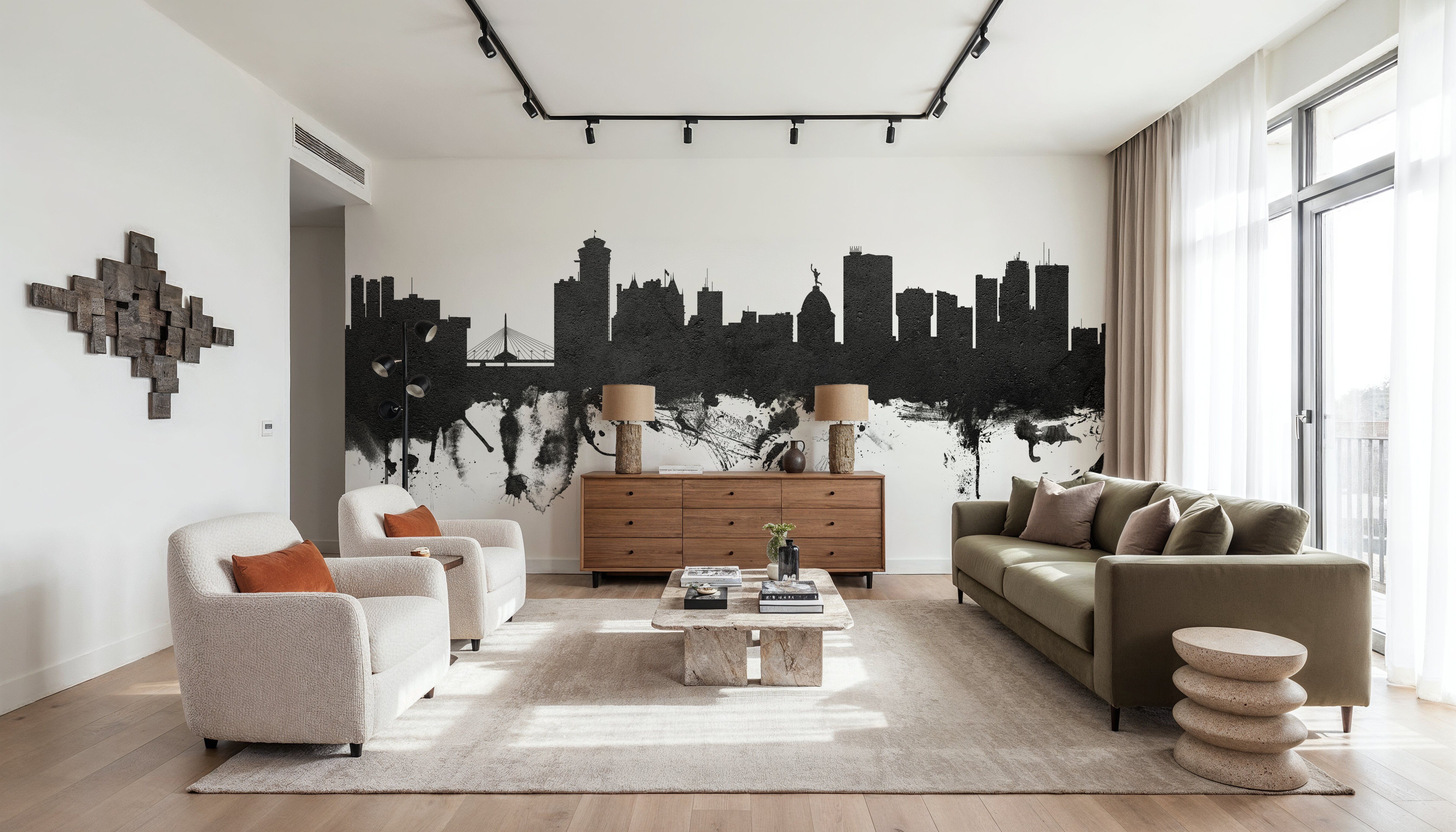 Winnipeg Canada Skyline Black & White, Wallpaper