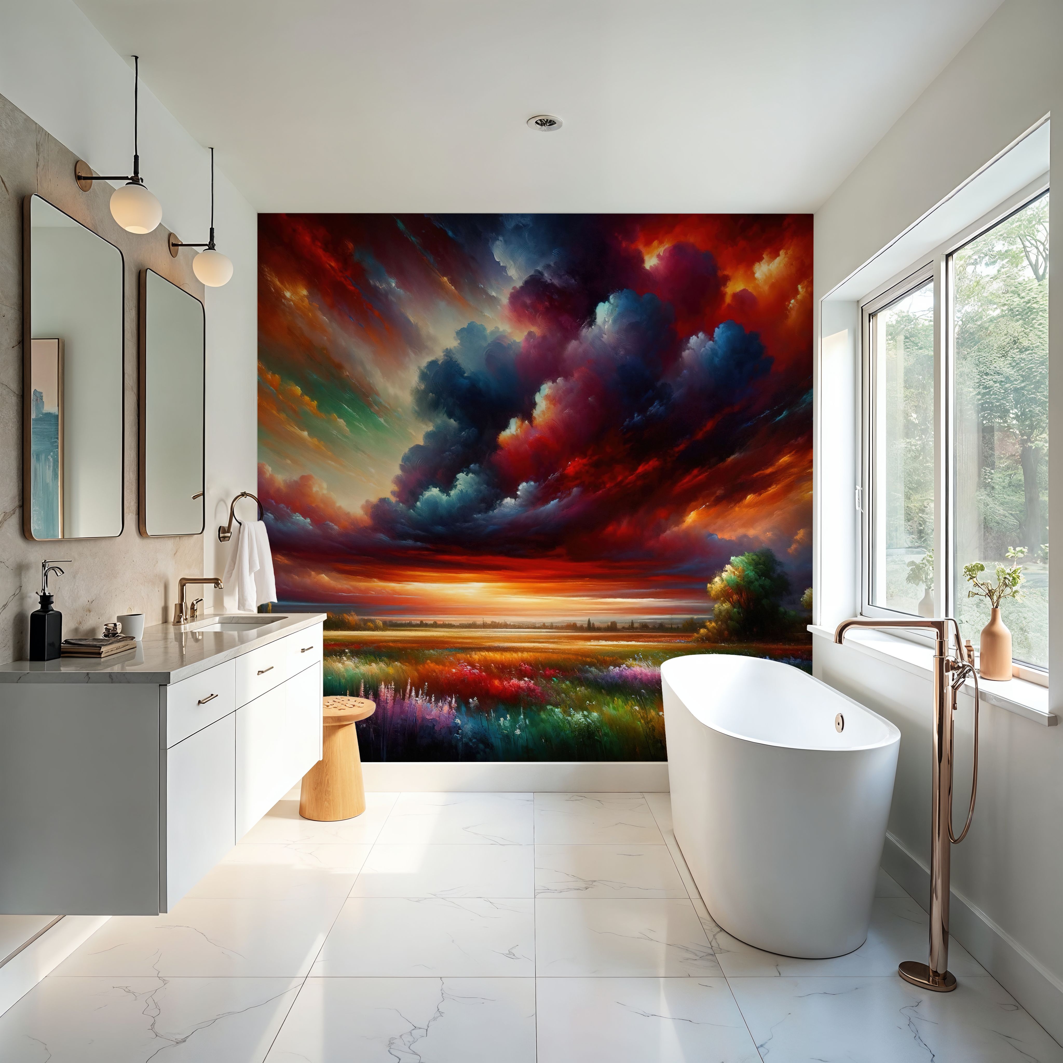 Watercolor Colorful Landscape