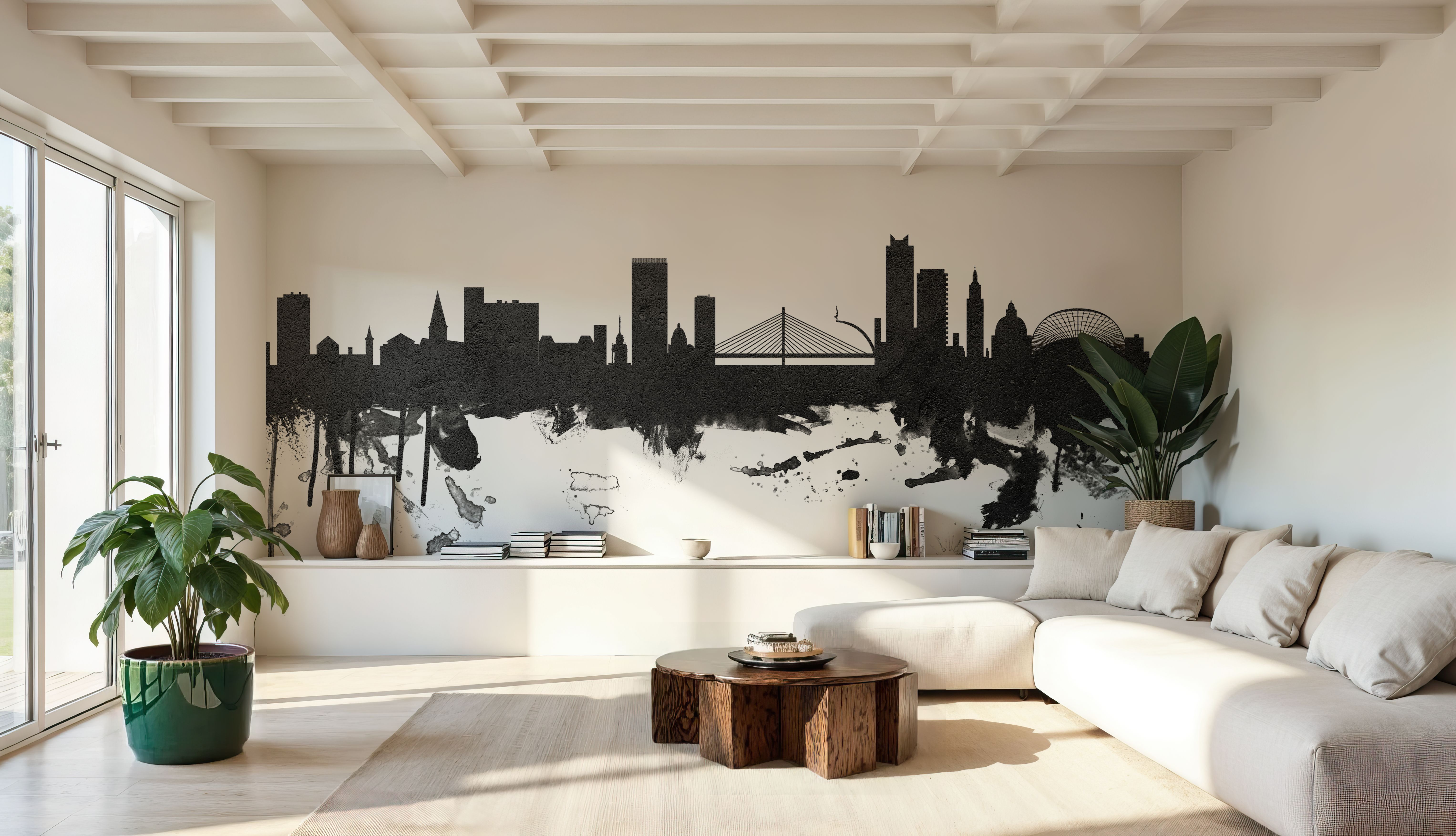 Liege Belgium Skyline Black & White