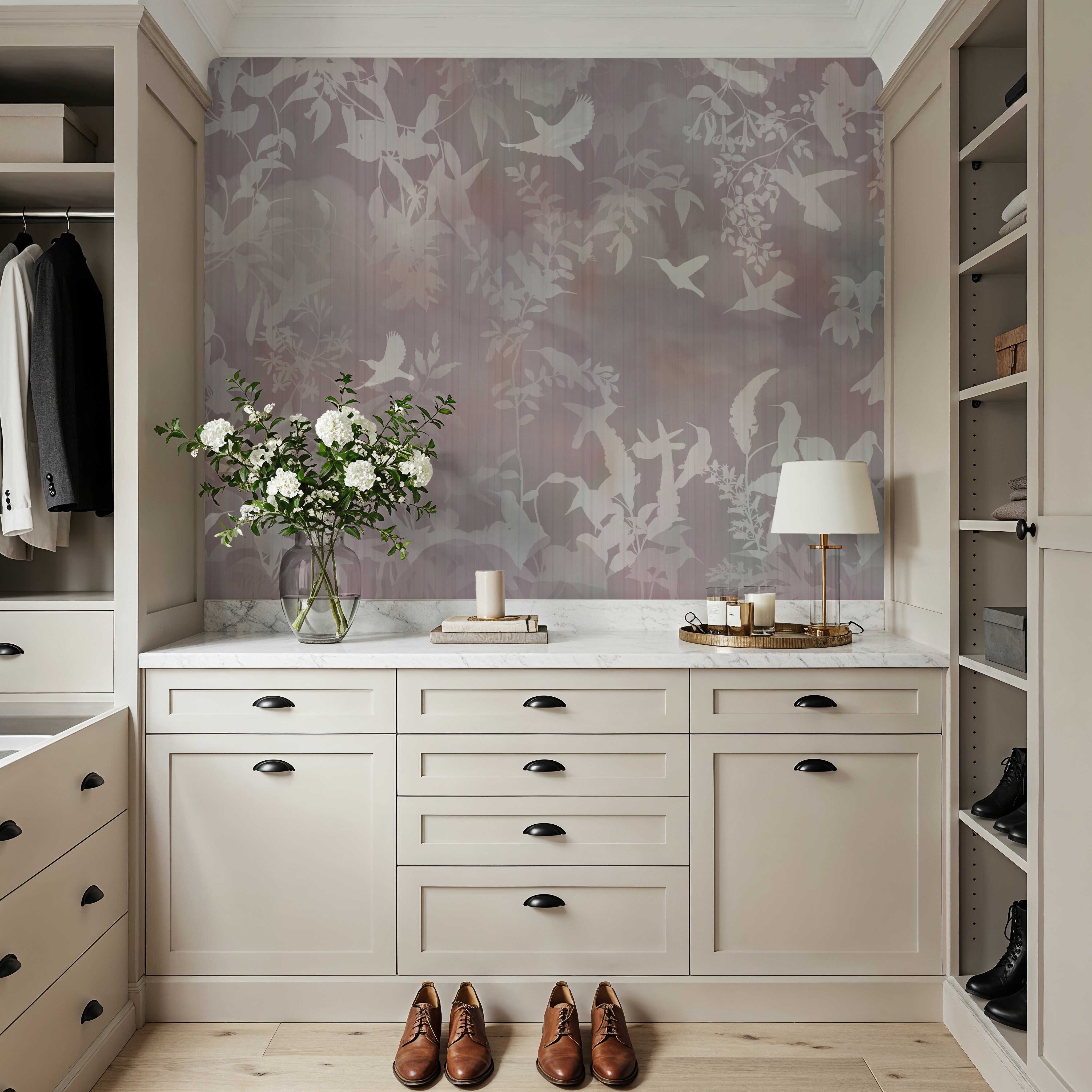 Birds in the Fog Red