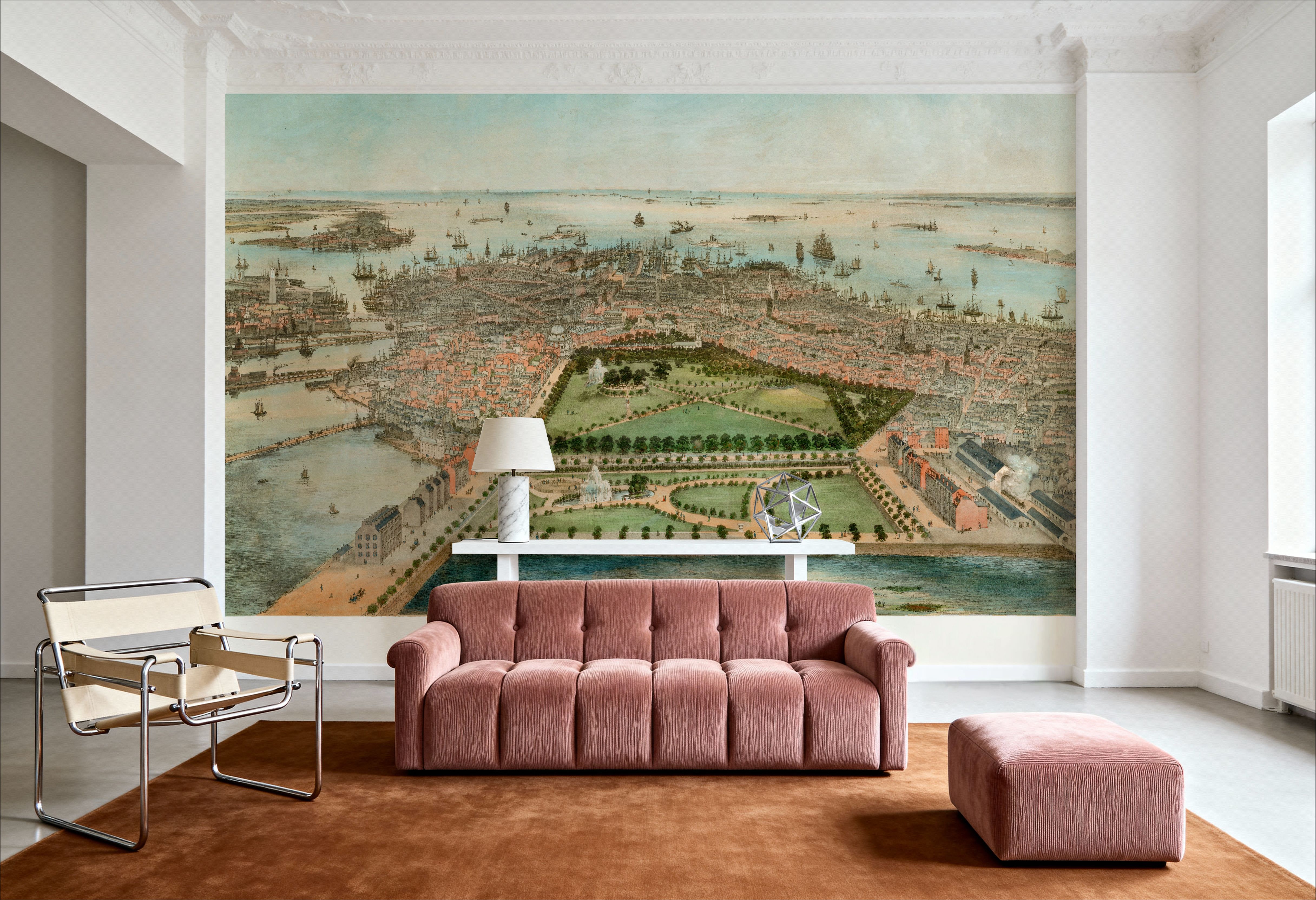 Old Aerial View of Boston, Massachusetts, Wallpaper