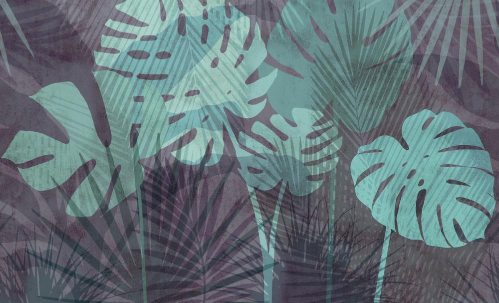 Big Monstera Leaves, Cyan