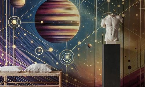 Galactic Harmony Scene in Art Deco