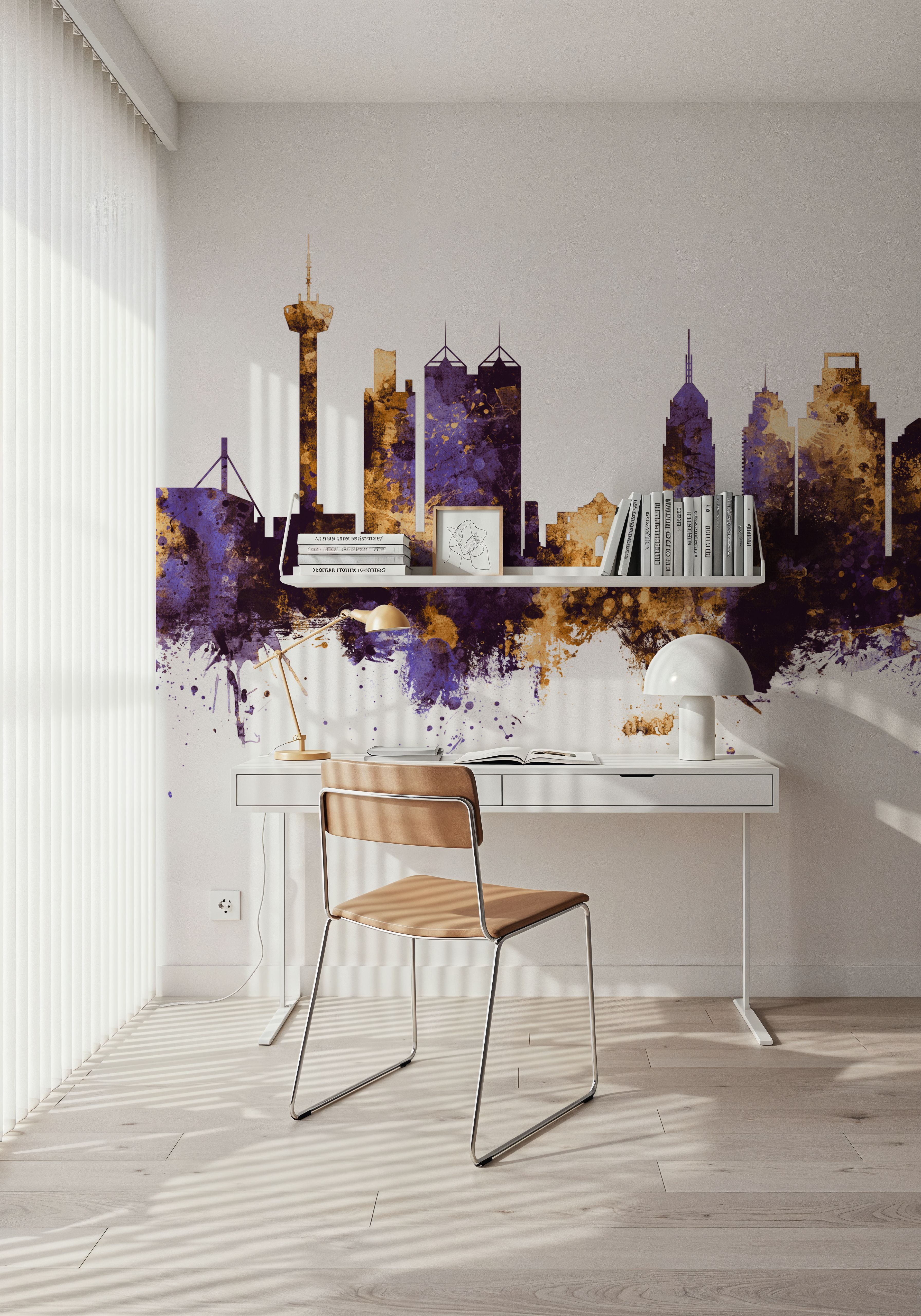 San Antonio Texas Skyline Purple & Gold