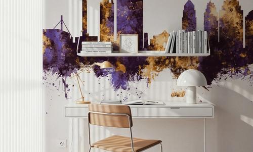 San Antonio Texas Skyline Purple & Gold