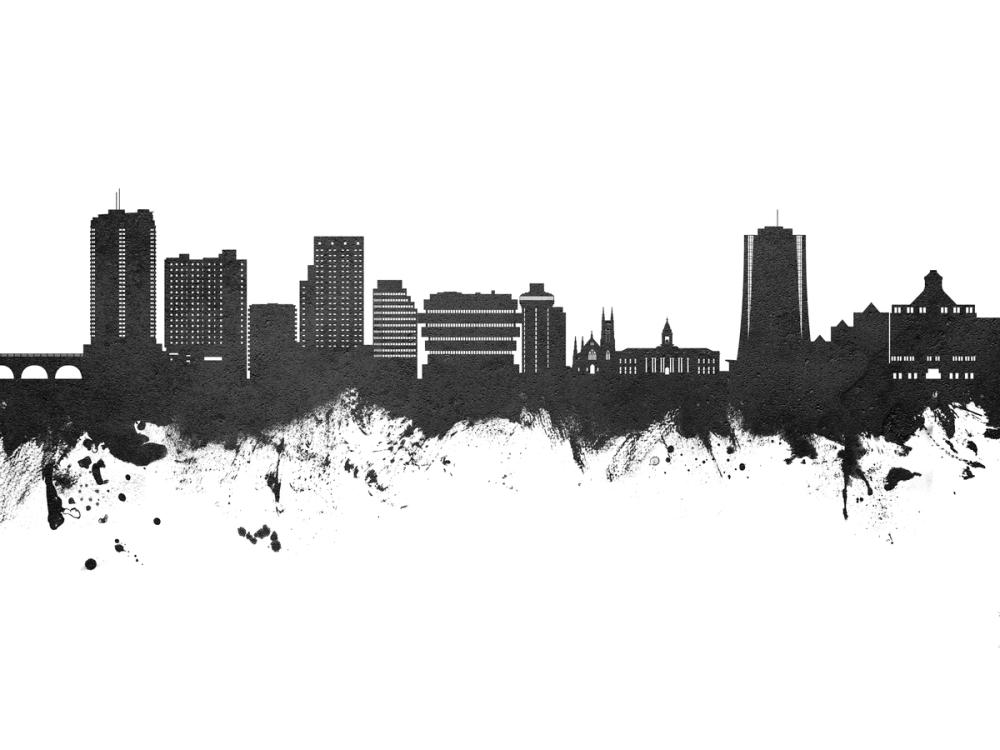 Stamford Connecticut Skyline Black & White