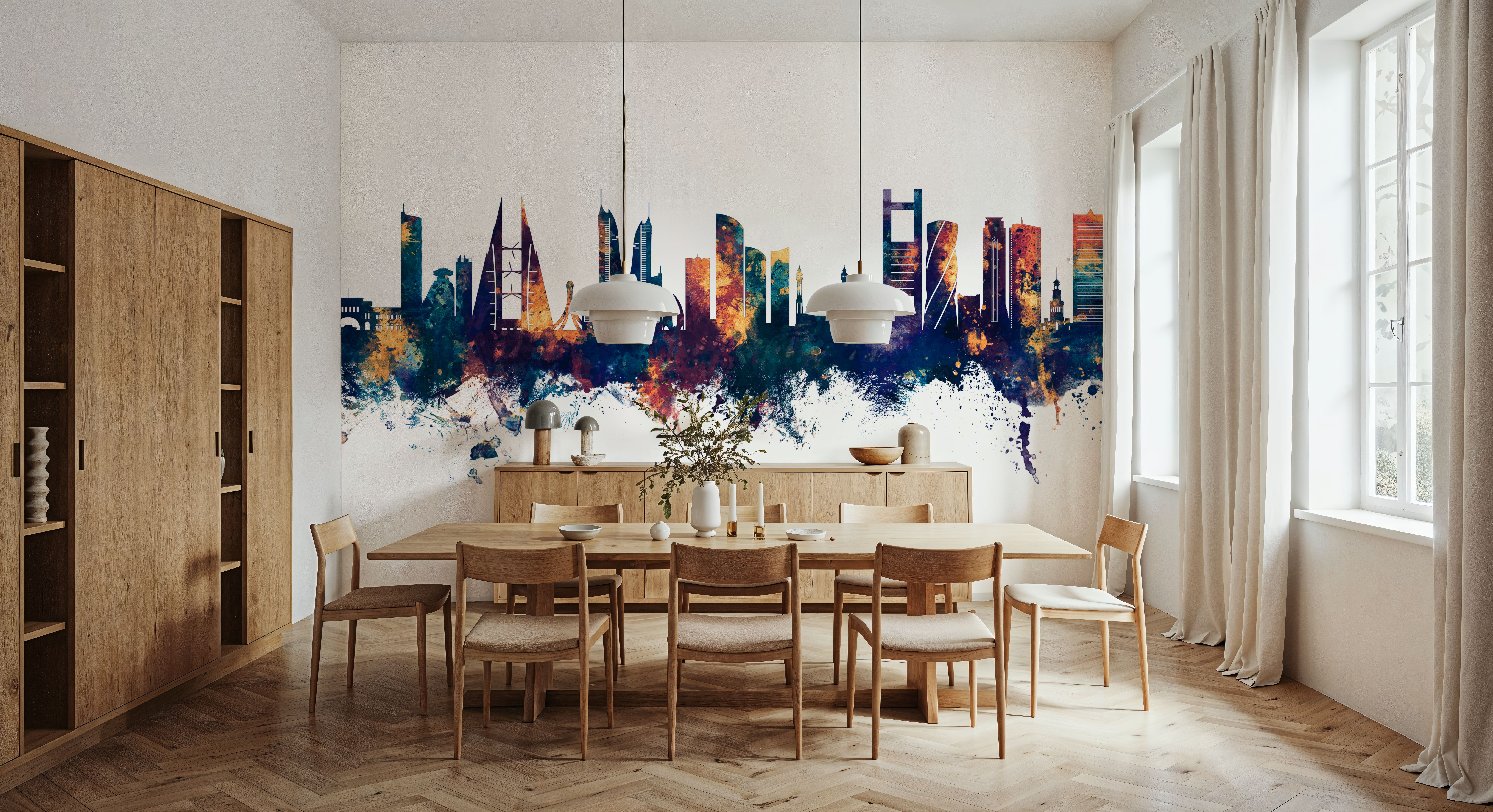 Manama Skyline Blue & Bronze