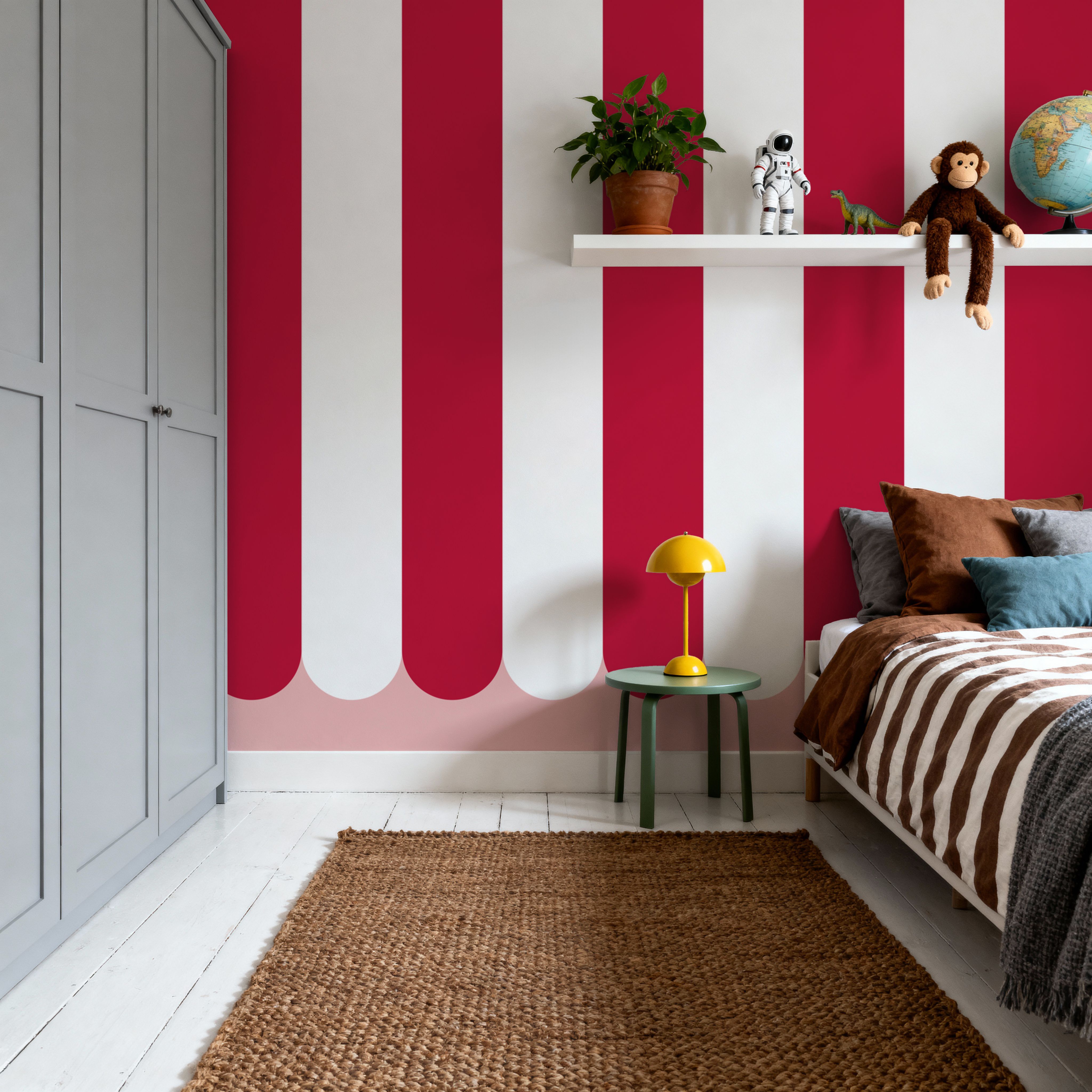 Scalloped Circus Stripes, Red