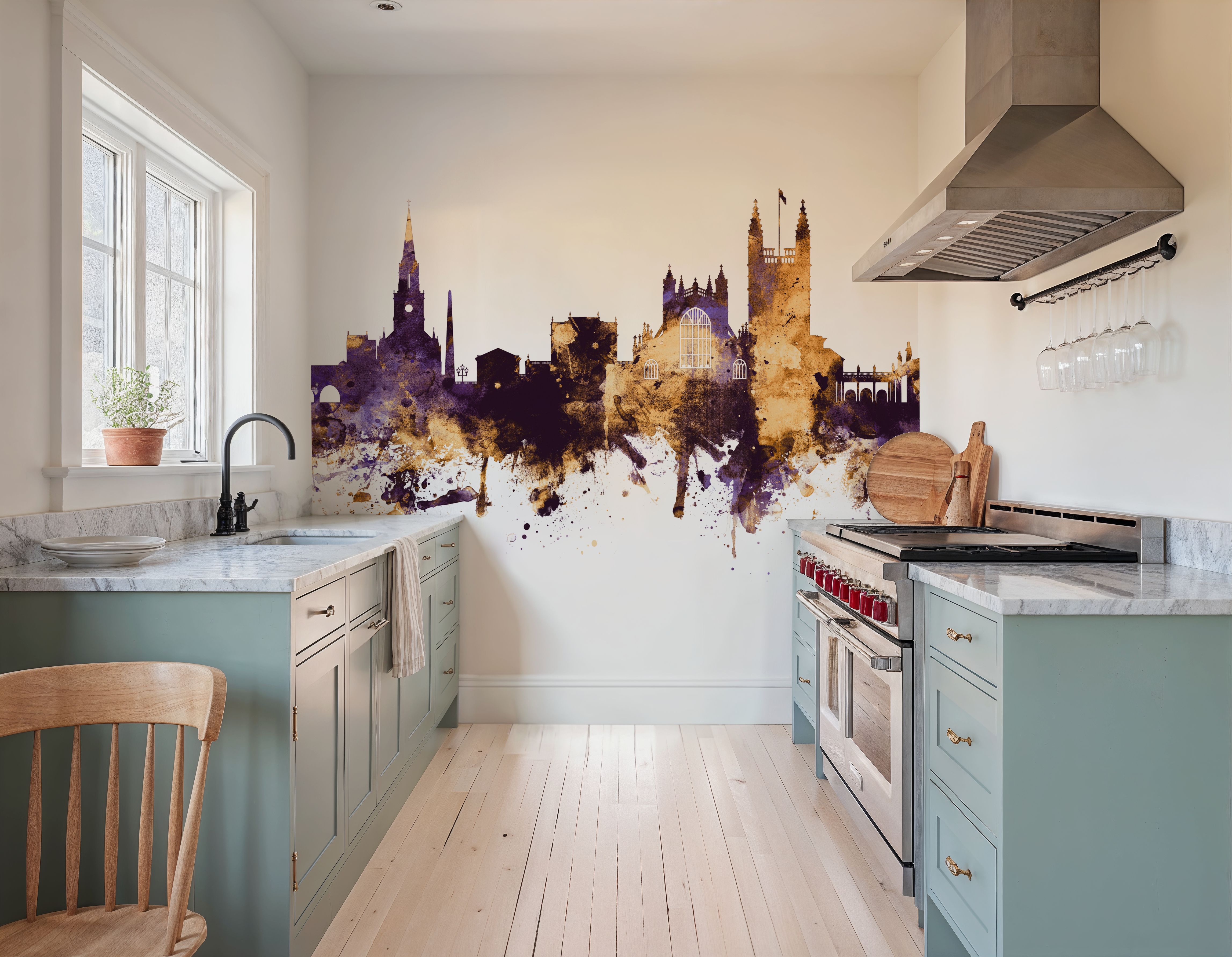 Bath England Skyline Purple & Gold