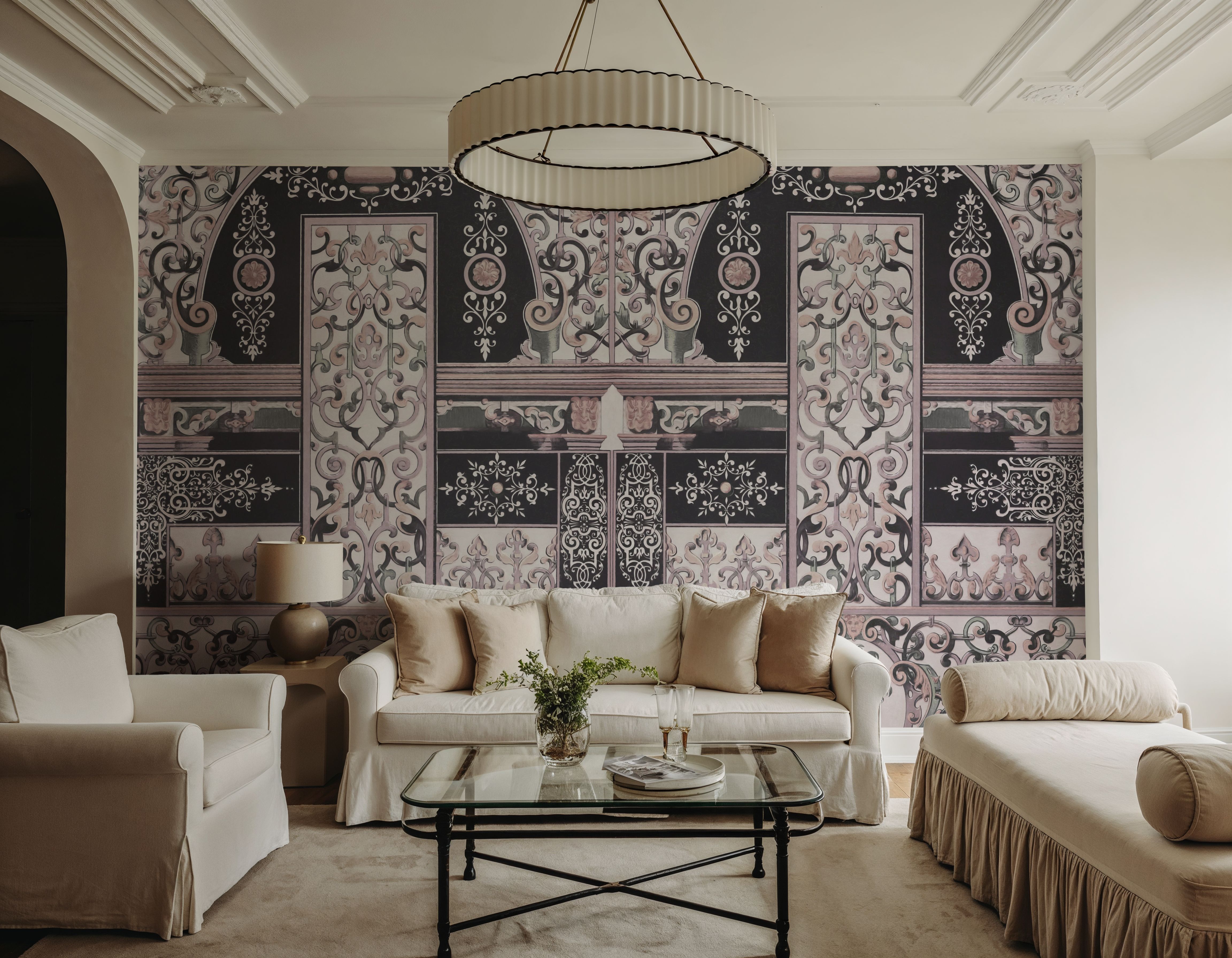 German Renaissance, Pink, Wallpaper