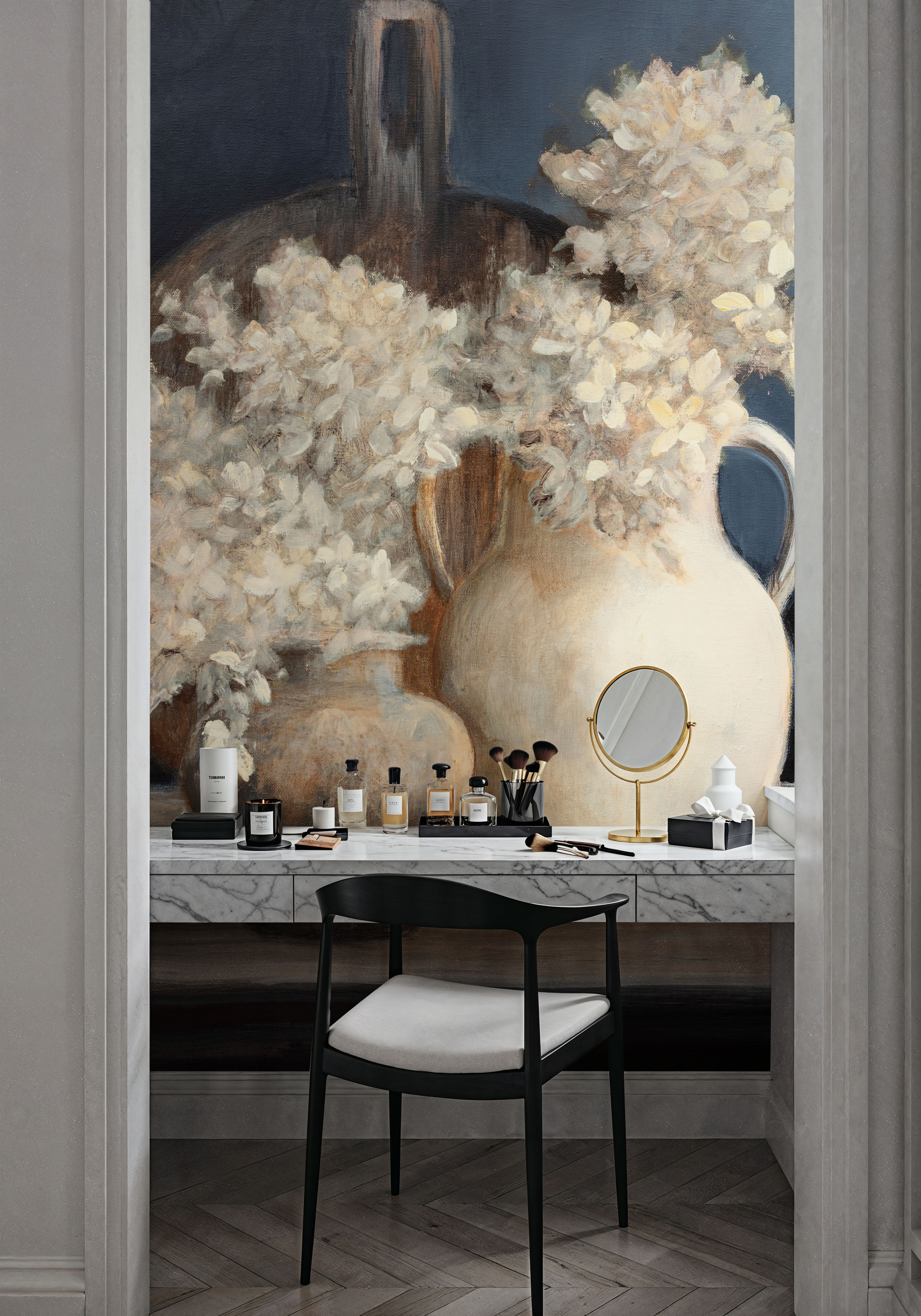 Golden Hydrangeas I White