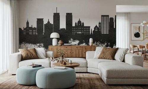 Syracuse New York Skyline Black & White
