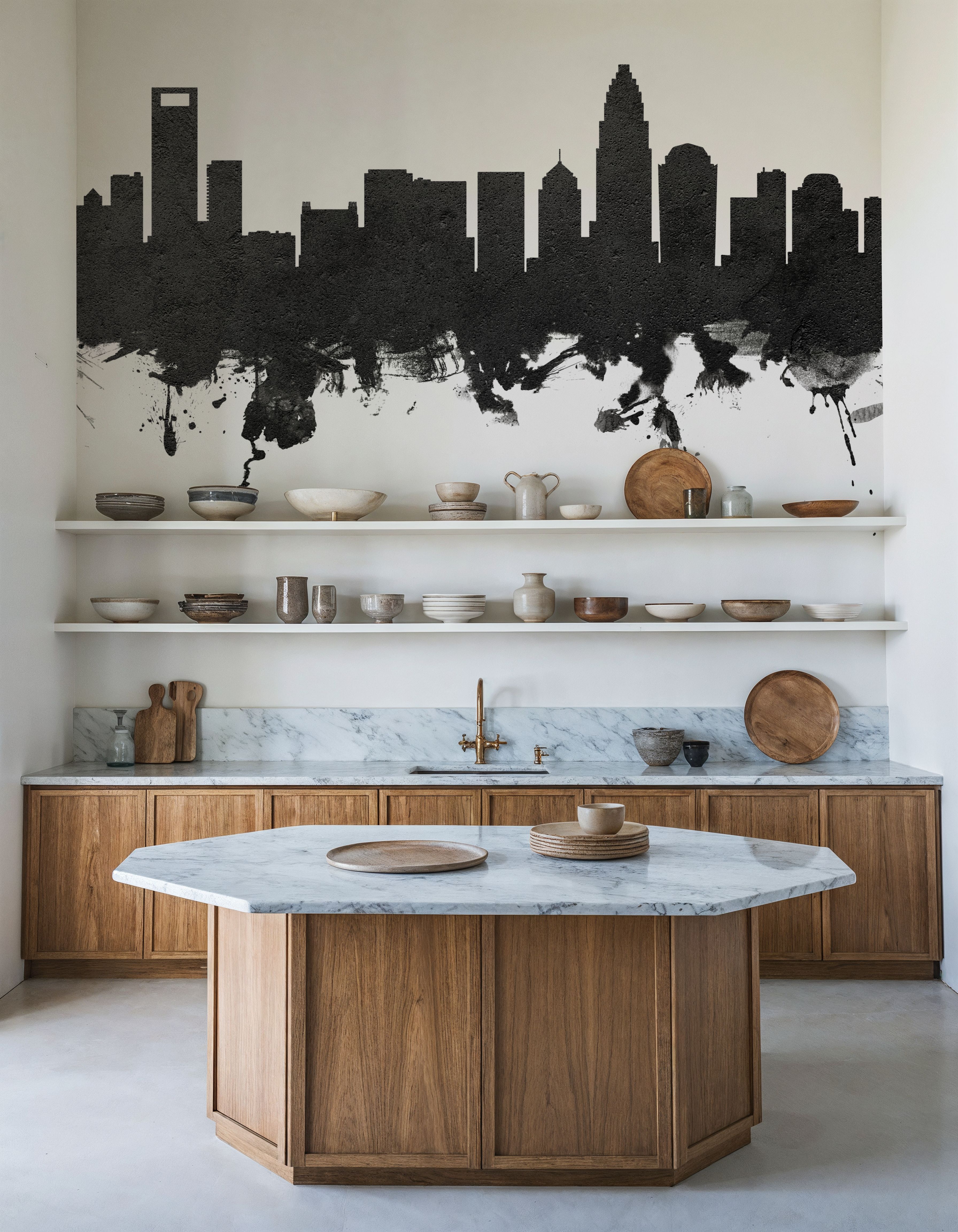 Charlotte North Carolina Skyline Black & White