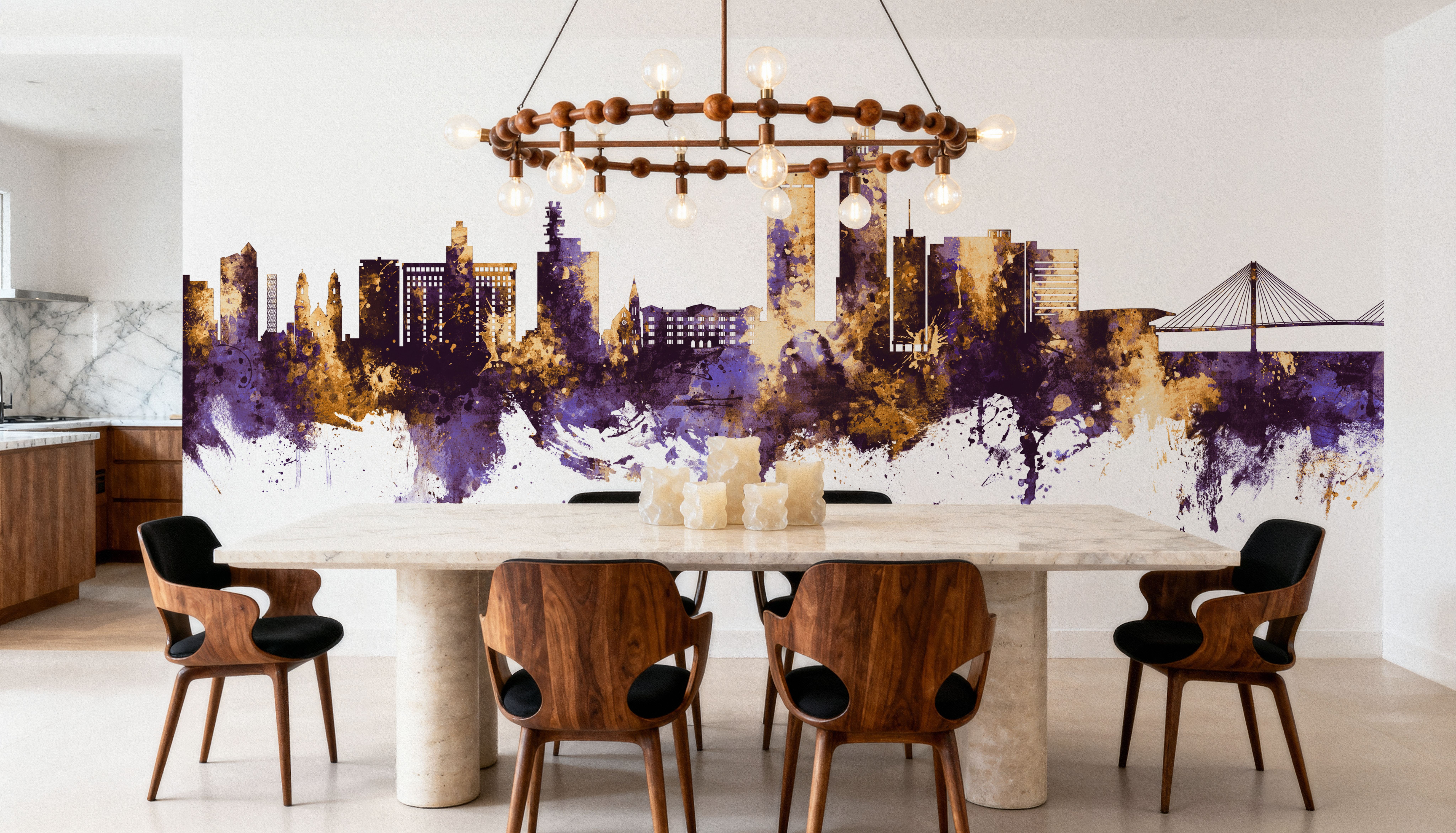 Omaha Nebraska Skyline Purple & Gold